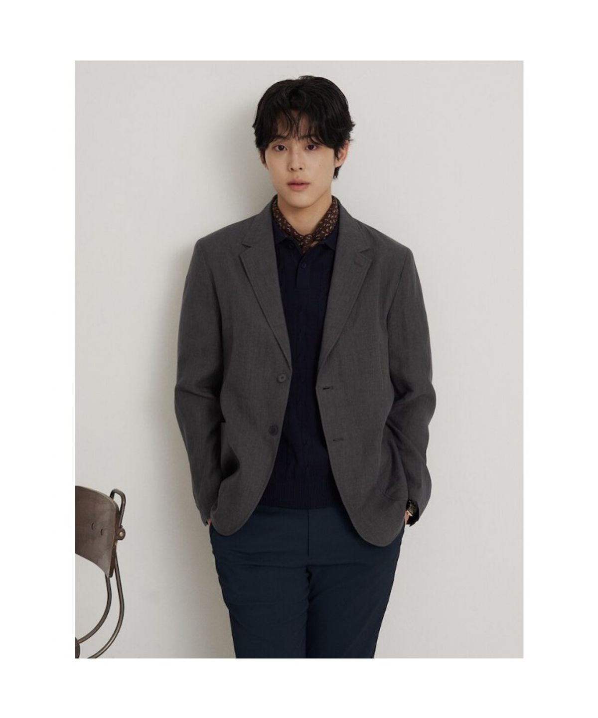 빈폴 멘(BEANPOLE MEN) 리넨 멜란지 재킷  애쉬