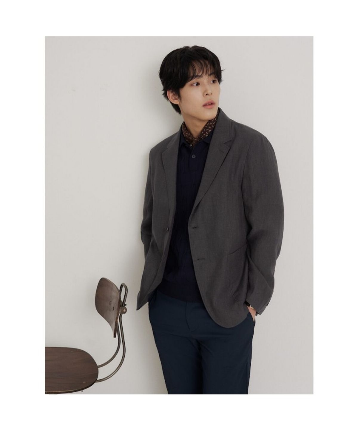 빈폴 멘(BEANPOLE MEN) 리넨 멜란지 재킷  애쉬