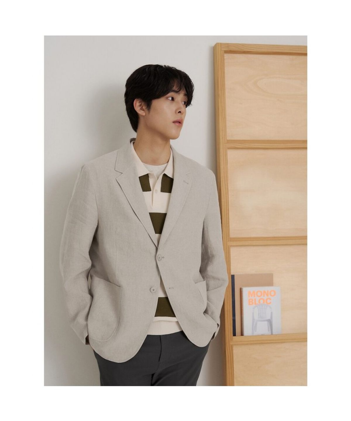 빈폴 멘(BEANPOLE MEN) 리넨 멜란지 재킷  베이지