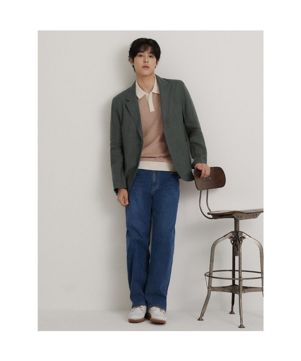 빈폴 멘(BEANPOLE MEN) 리넨 멜란지 재킷  카키