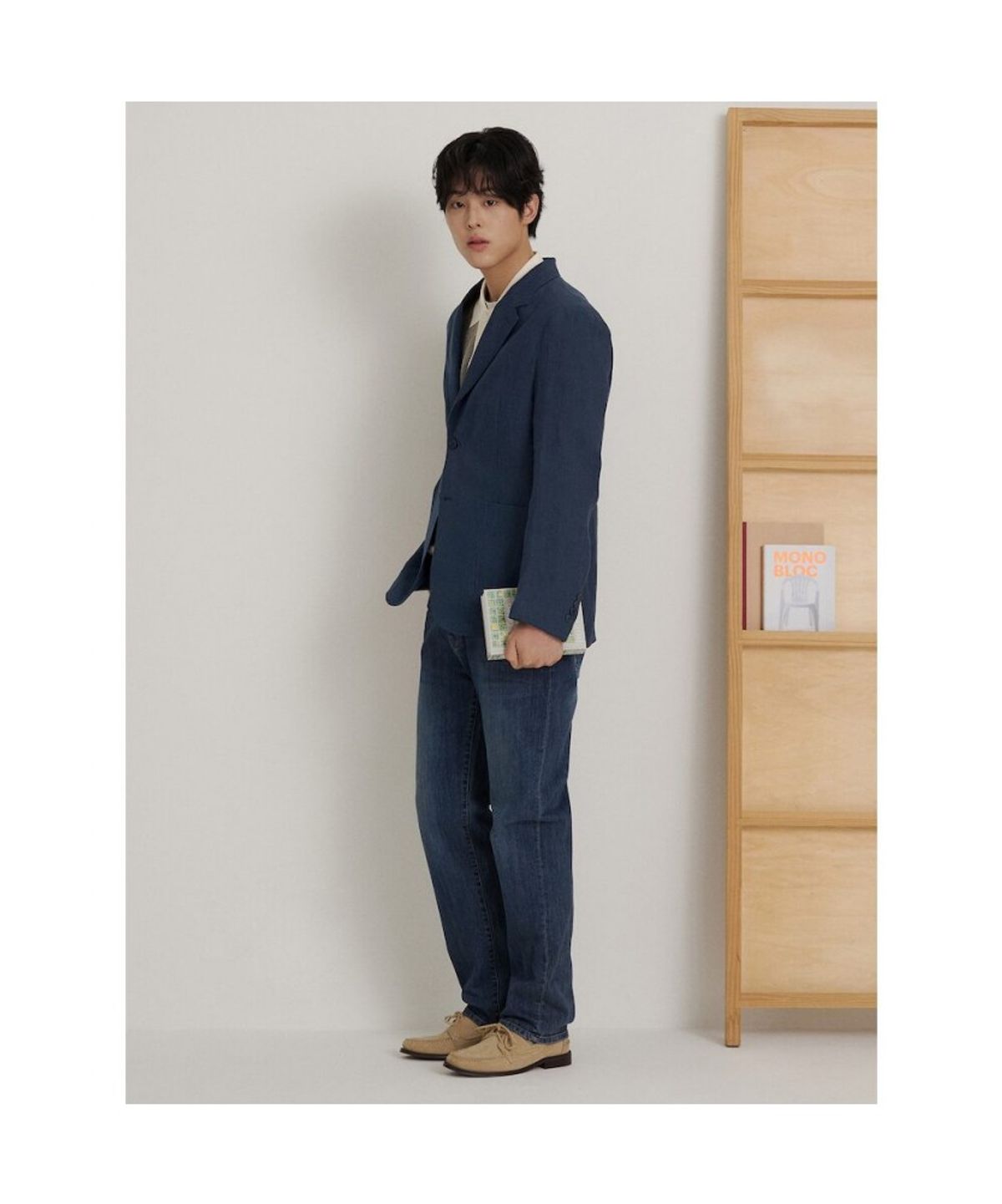 빈폴 멘(BEANPOLE MEN) 리넨 멜란지 재킷  네이비