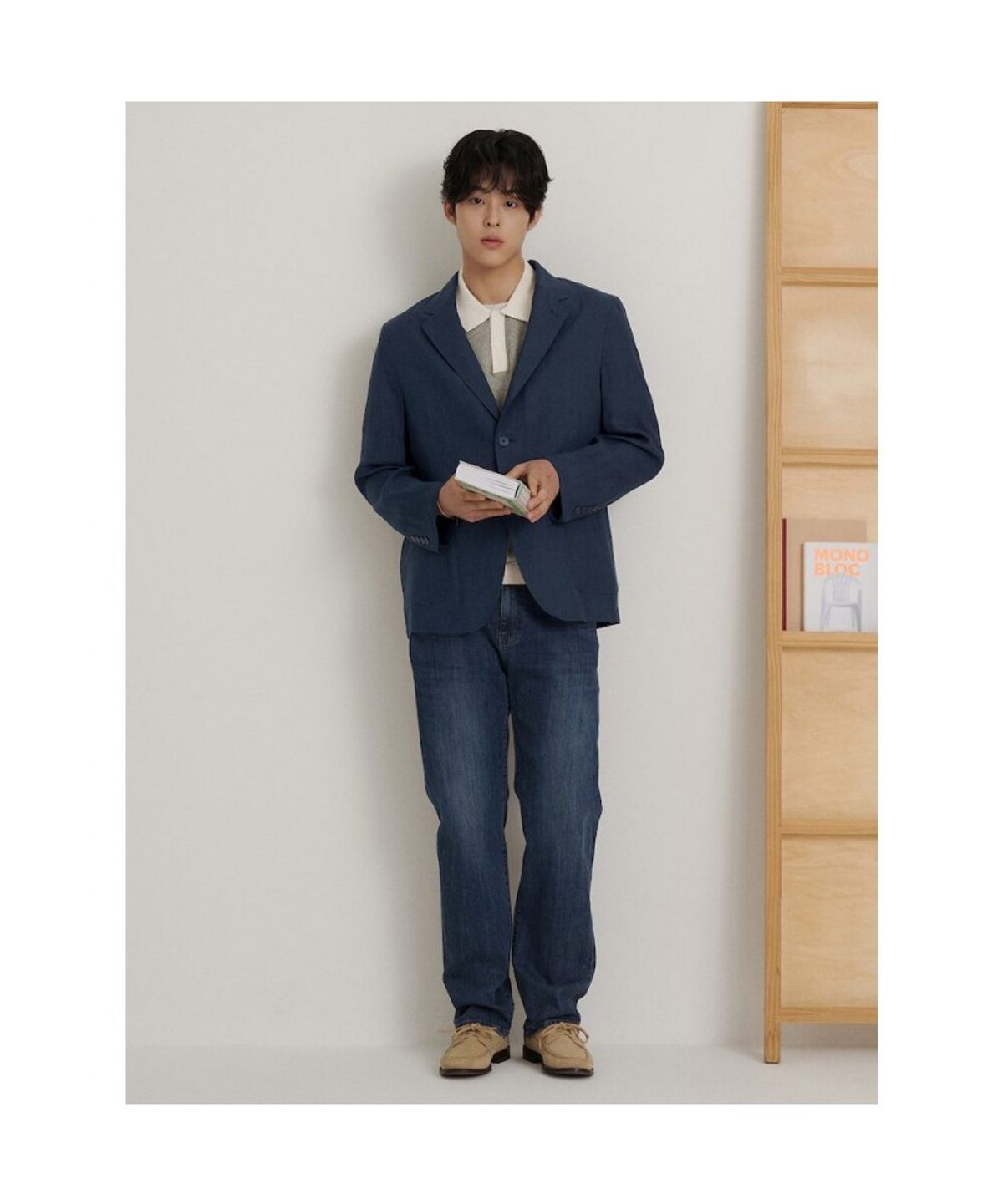 빈폴 멘(BEANPOLE MEN) 리넨 멜란지 재킷  네이비