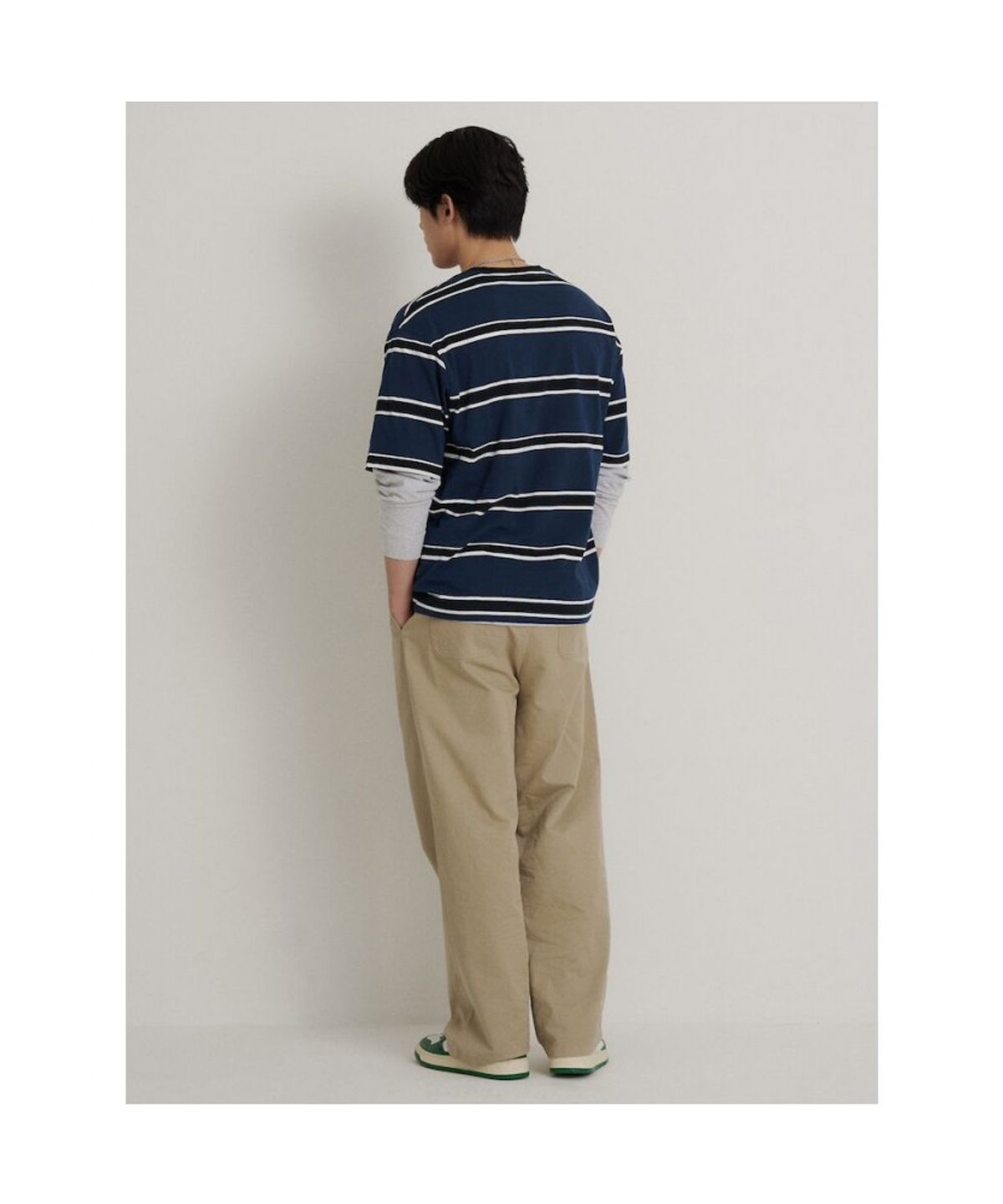 빈폴 멘(BEANPOLE MEN) 블루 스트라이프 반소매 티셔츠  네이비
