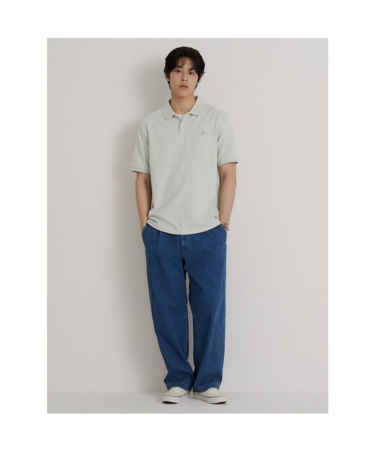 빈폴 멘(BEANPOLE MEN) 레이어드넥 텍스처 반소매 티셔츠  라이트 그린