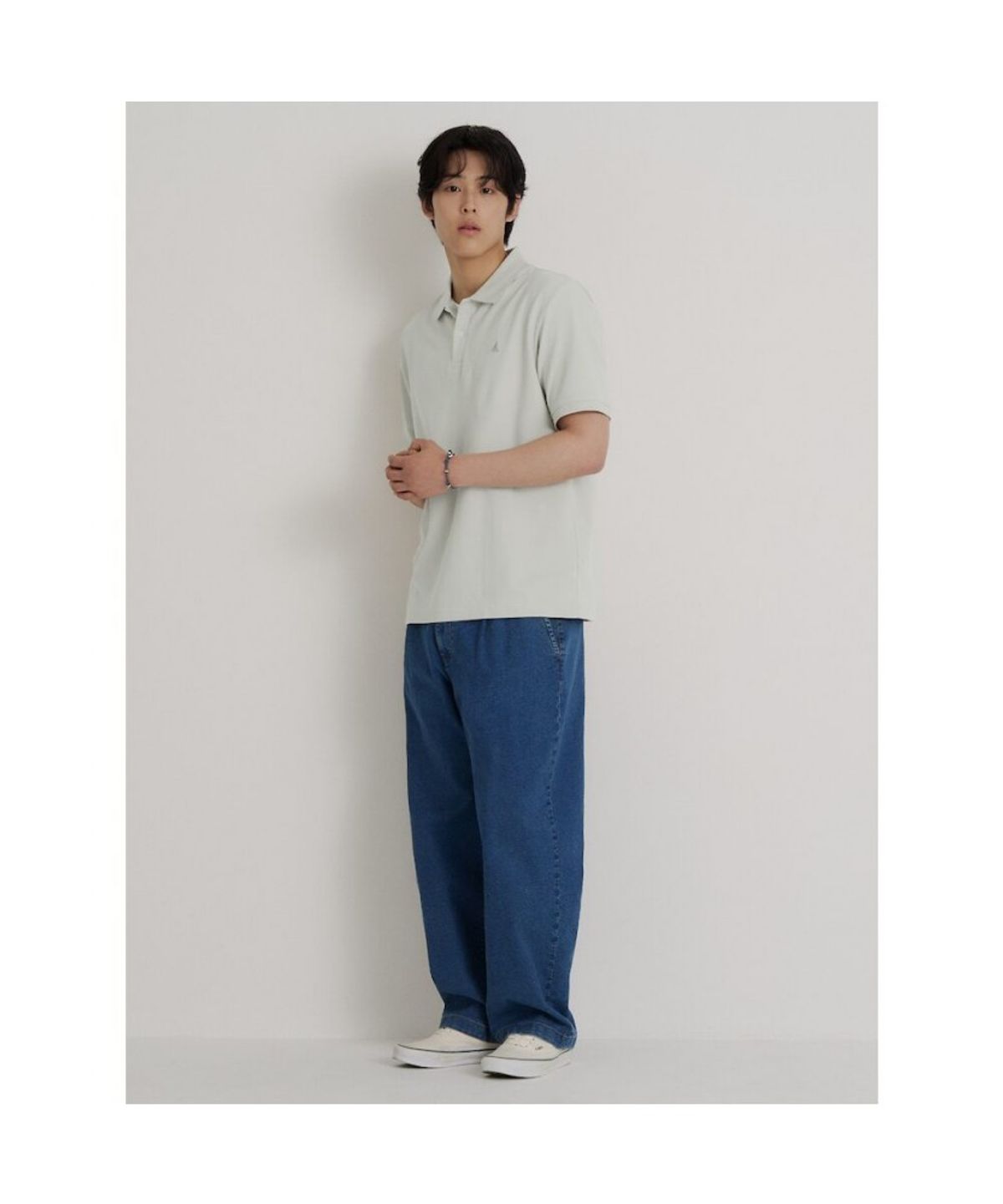 빈폴 멘(BEANPOLE MEN) 레이어드넥 텍스처 반소매 티셔츠  라이트 그린