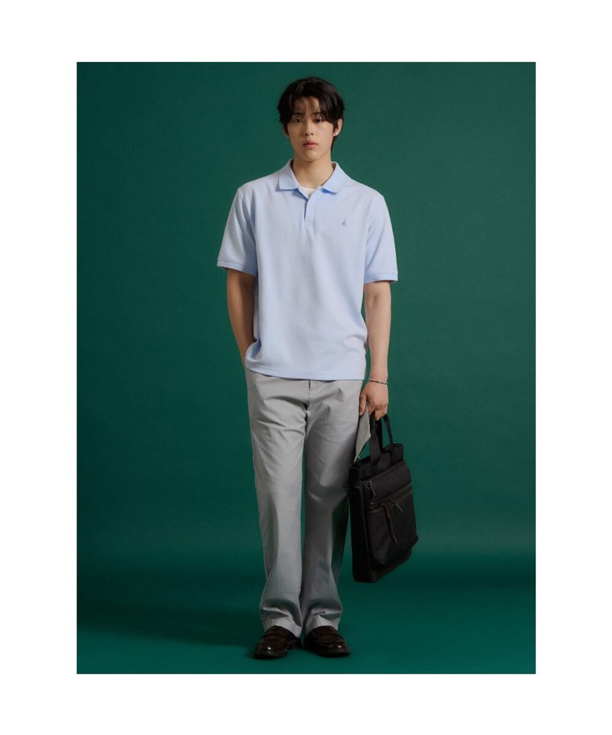 빈폴 멘(BEANPOLE MEN) 레이어드넥 텍스처 반소매 티셔츠  스카이 블루
