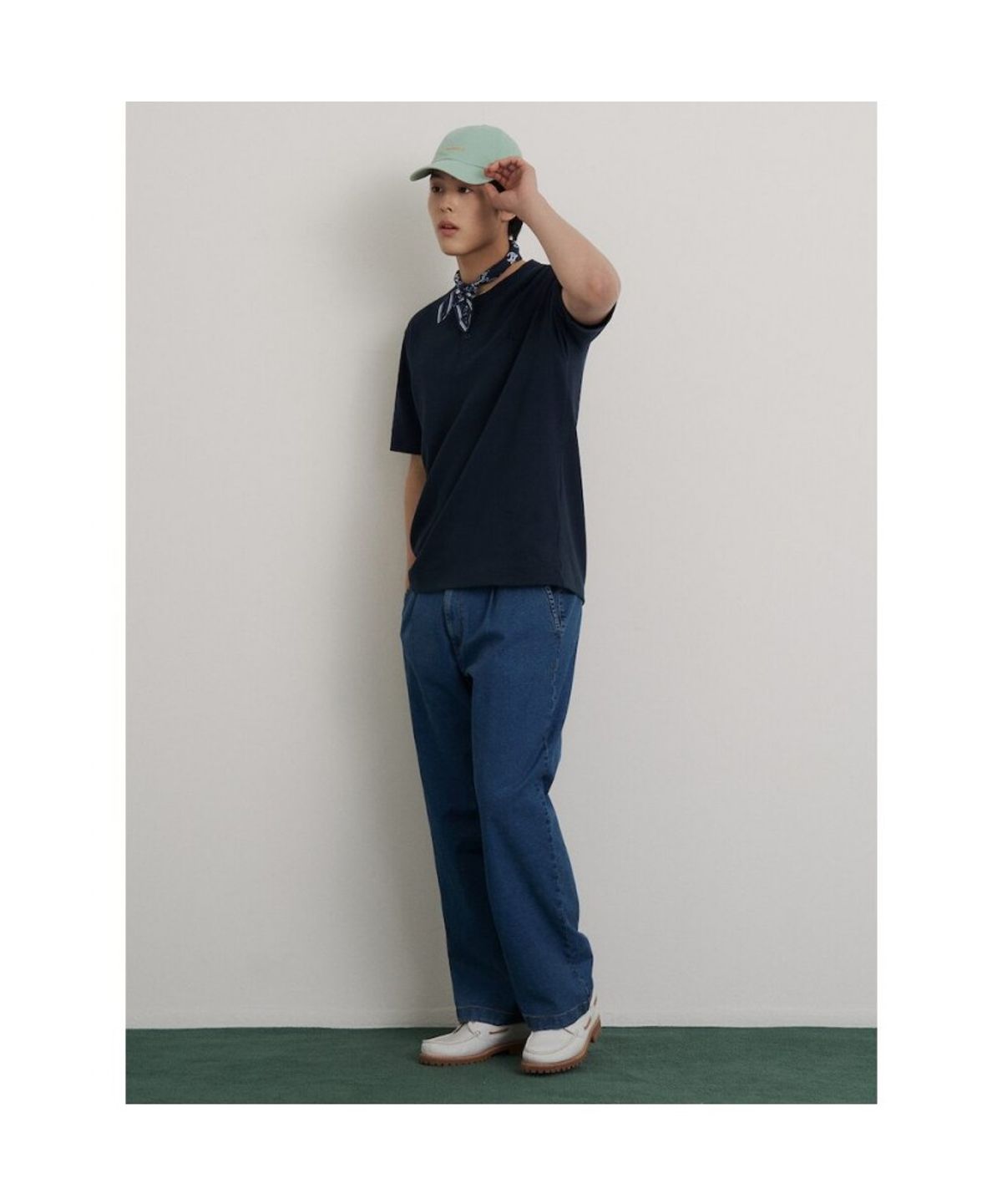 빈폴 멘(BEANPOLE MEN) 레이어드 헨리넥 반소매 티셔츠  네이비
