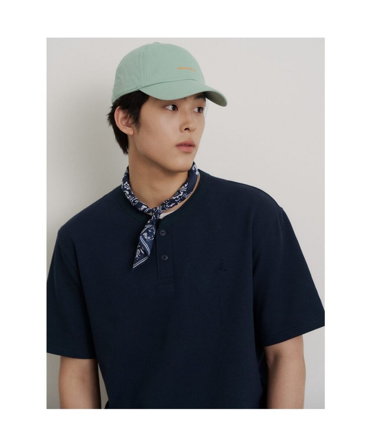 빈폴 멘(BEANPOLE MEN) 레이어드 헨리넥 반소매 티셔츠  네이비