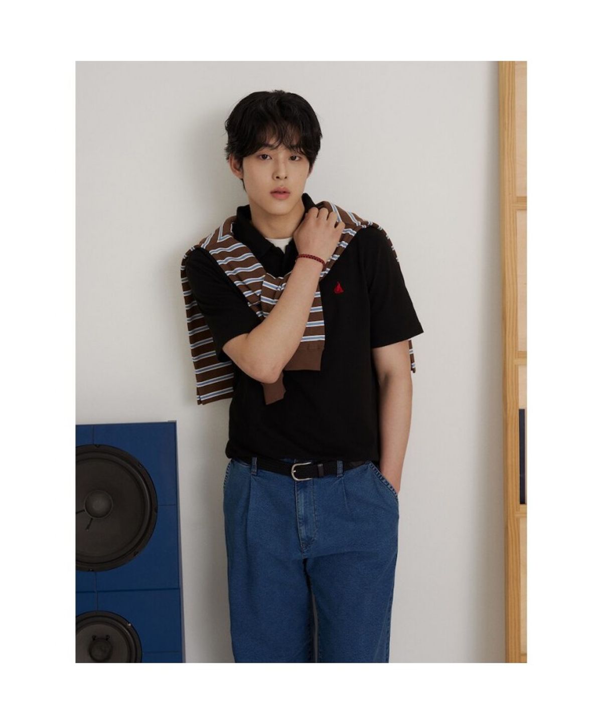 빈폴 멘(BEANPOLE MEN) 오픈넥 소프트 반달피케 티셔츠  블랙