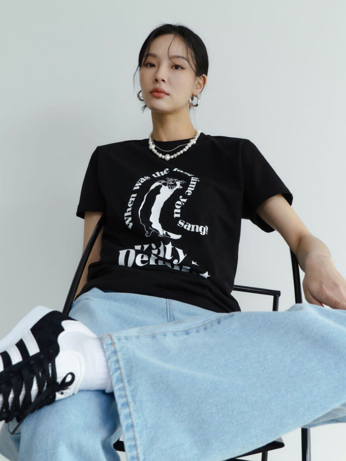 웨이브유니온(WAVE UNION) Kittys delight T-shirt Black