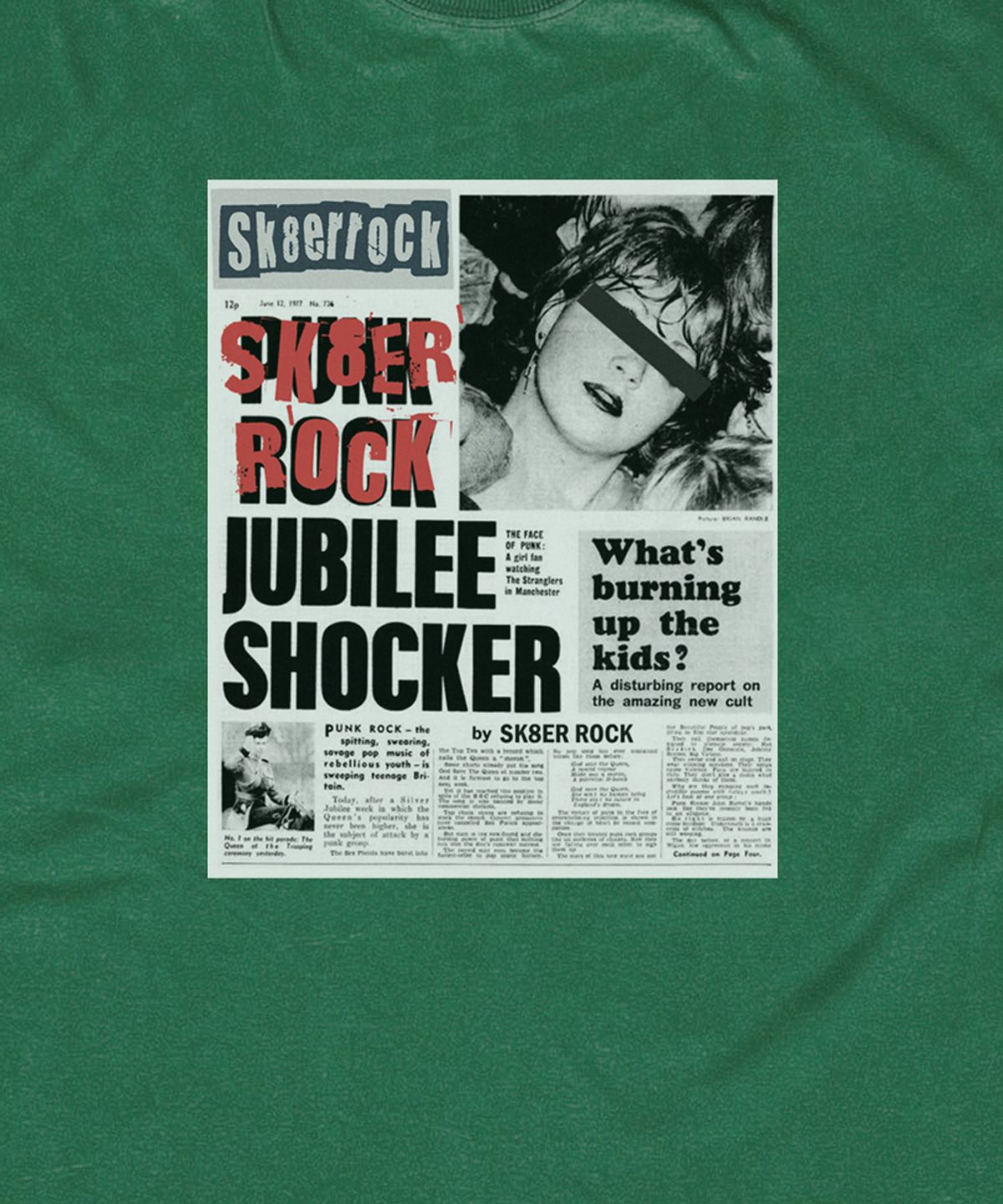 스케이터락(SK8ER ROCK) Burning Youth T-shirt ((green))