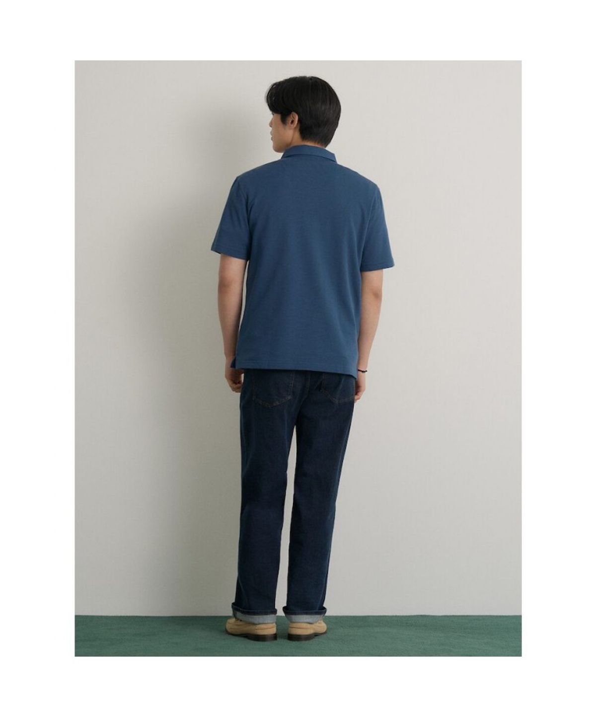 빈폴 멘(BEANPOLE MEN) 오픈넥 소프트 반달피케 티셔츠  블루