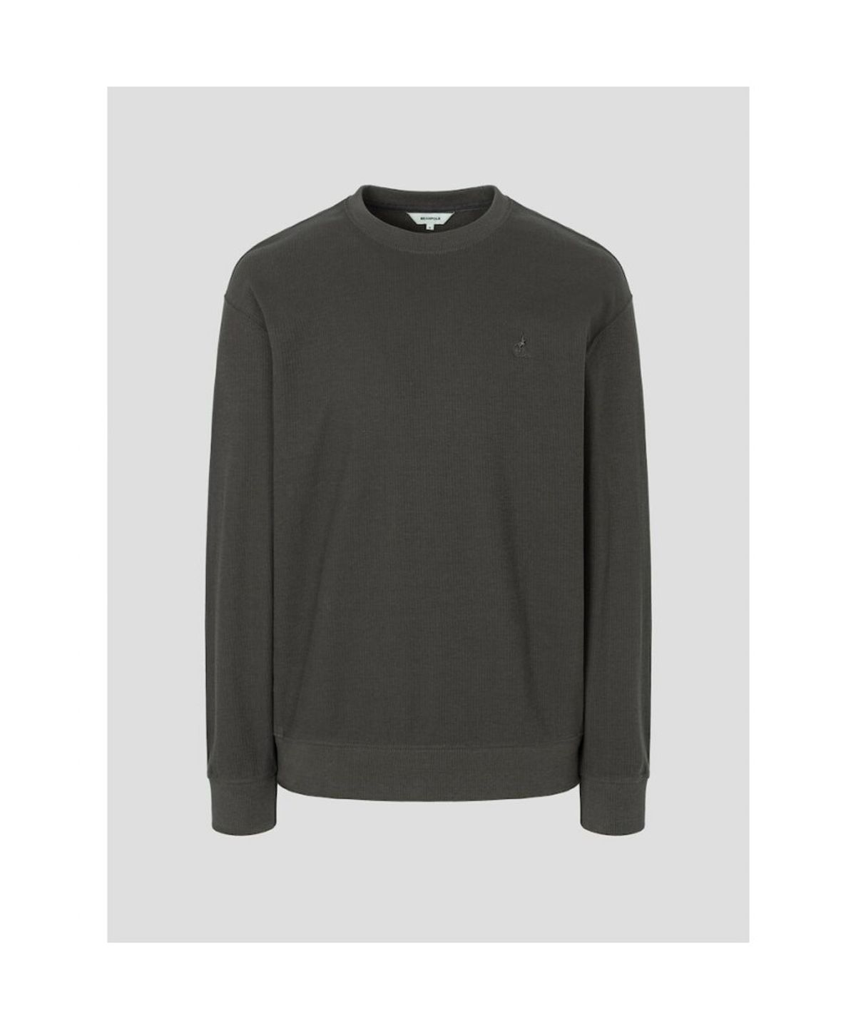 빈폴 멘(BEANPOLE MEN) 텍스처 라운드넥 긴소매 티셔츠  카키