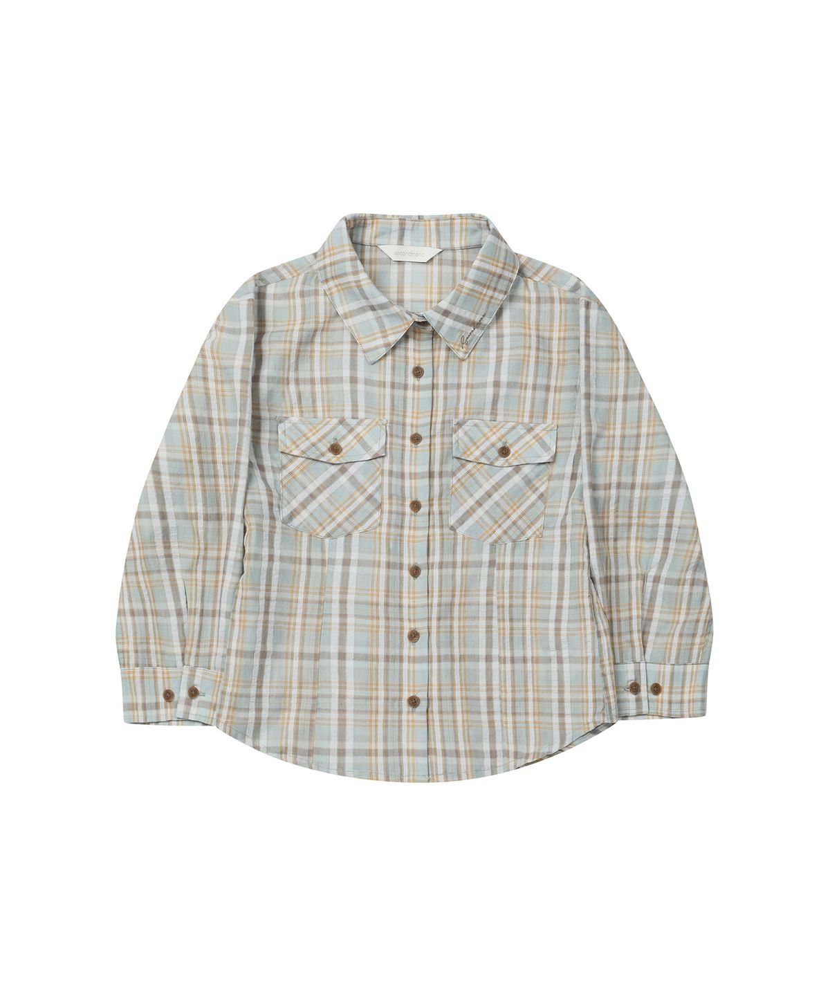 세컨모놀로그(SECONDMONO) Three-quarter Sleeve check Shirt [PISTACHIO]_SEWSH003PISTACHIO