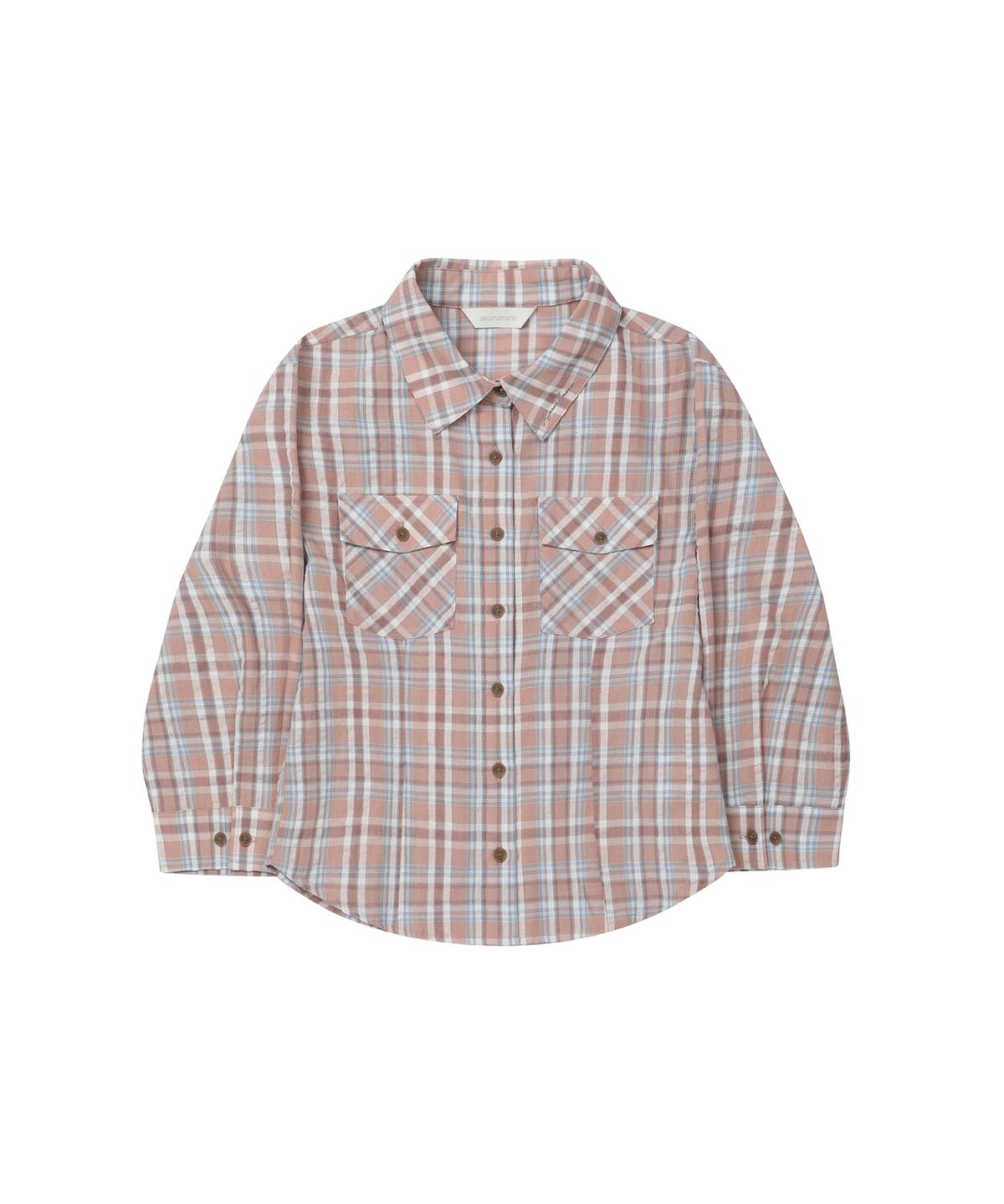 세컨모놀로그(SECONDMONO) Three-quarter Sleeve check Shirt [BRICKRED]_SEWSH003BRICKRED