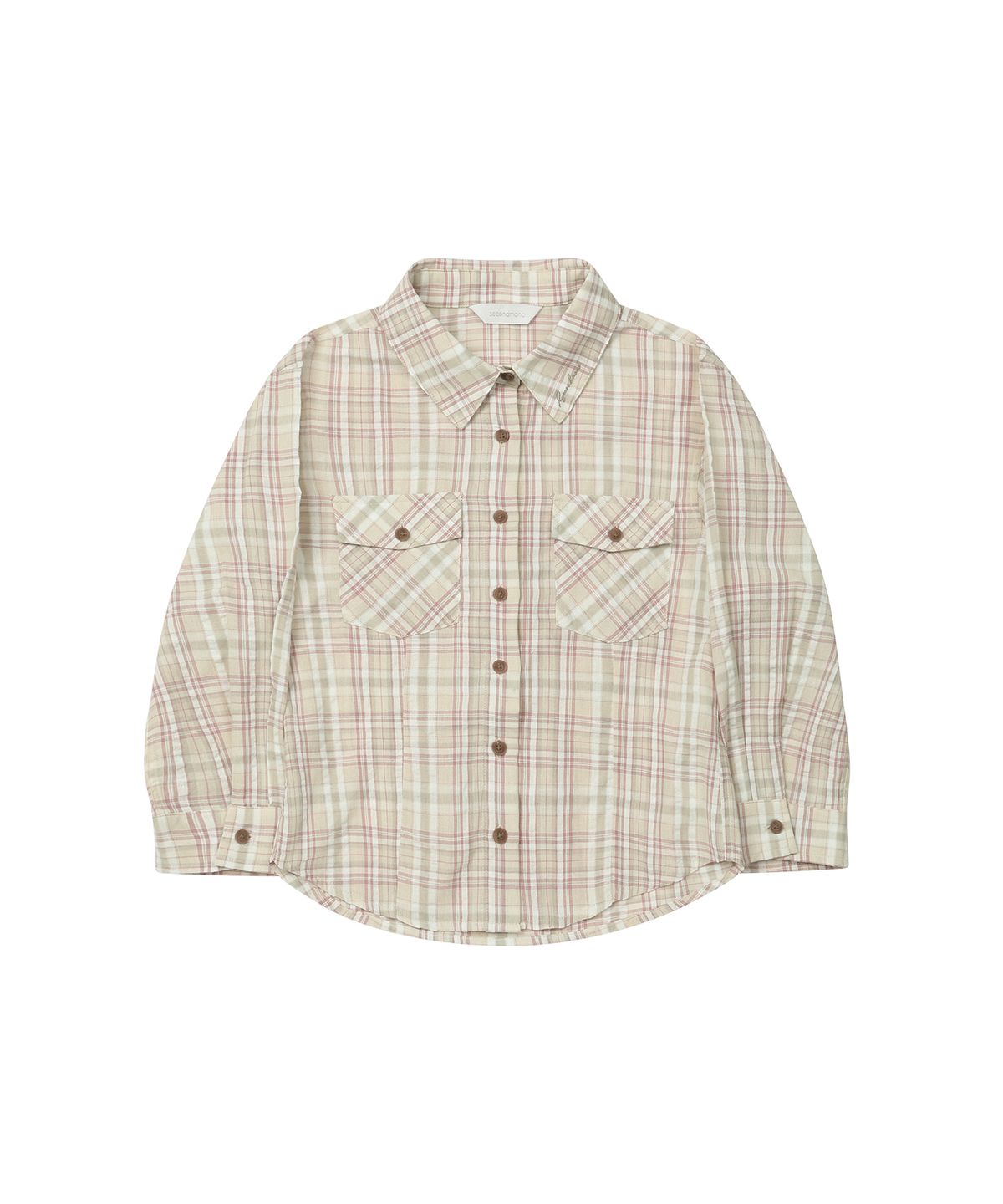 세컨모놀로그(SECONDMONO) Three-quarter Sleeve check Shirt [PINKBEIGE]_SEWSH003PINKBEIGE