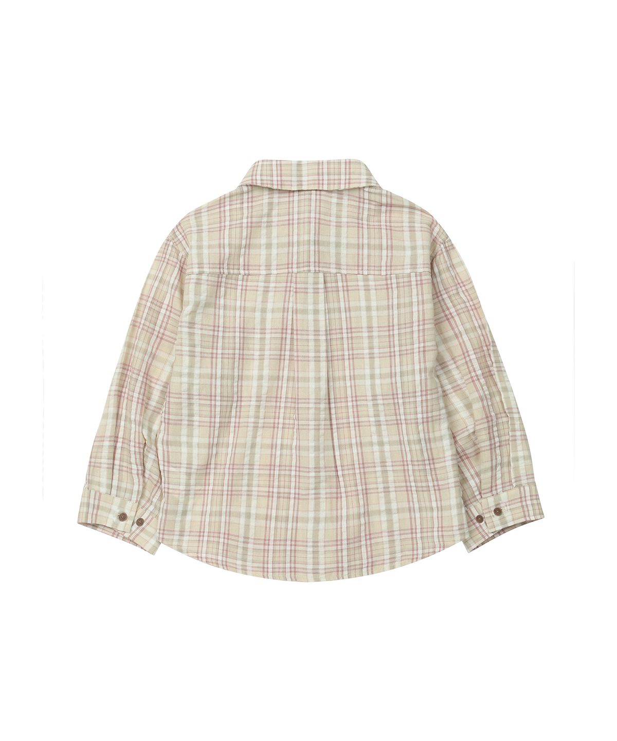 세컨모놀로그(SECONDMONO) Three-quarter Sleeve check Shirt [PINKBEIGE]_SEWSH003PINKBEIGE