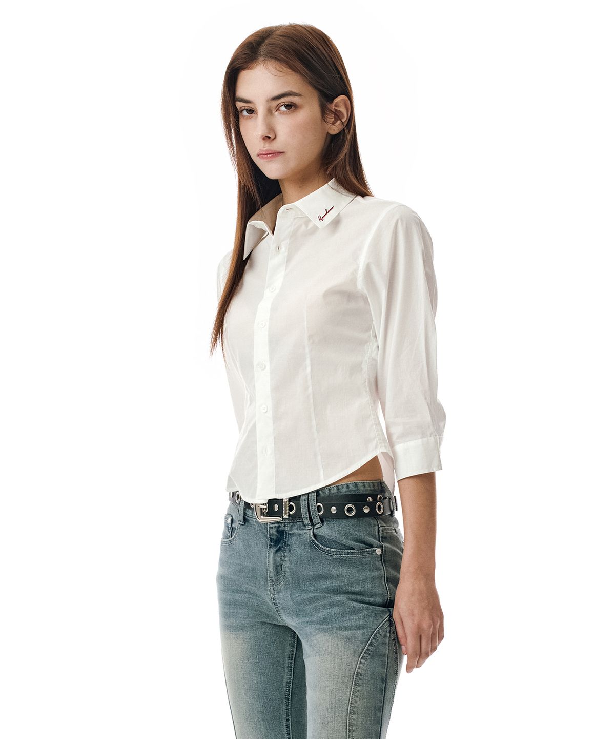 세컨모놀로그(SECONDMONO) Three-quarter Sleeve Shirt [WHITE]_SEWSH010WHITE