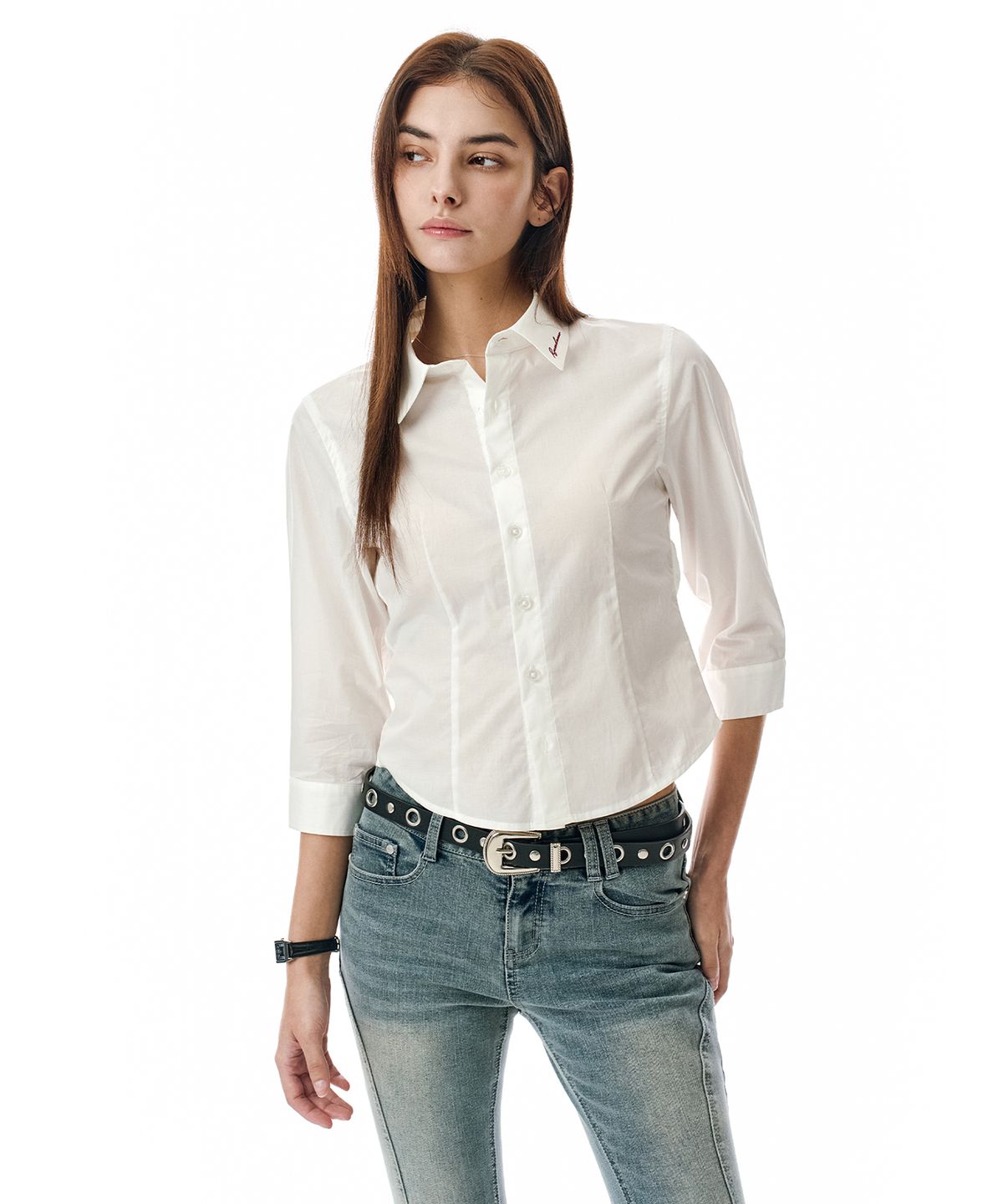 세컨모놀로그(SECONDMONO) Three-quarter Sleeve Shirt [WHITE]_SEWSH010WHITE