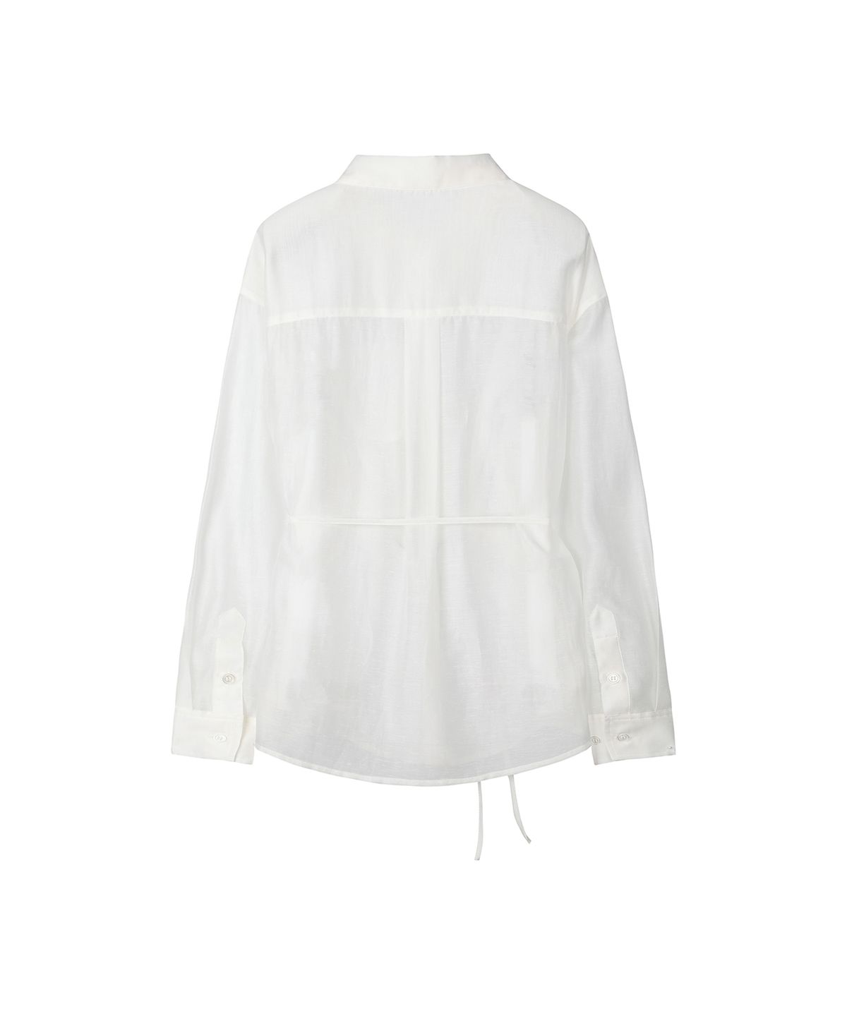세컨모놀로그(SECONDMONO) Sheer Side Tuck Oversized Fit Shirt [IVORY]_SEWSH009IVORY