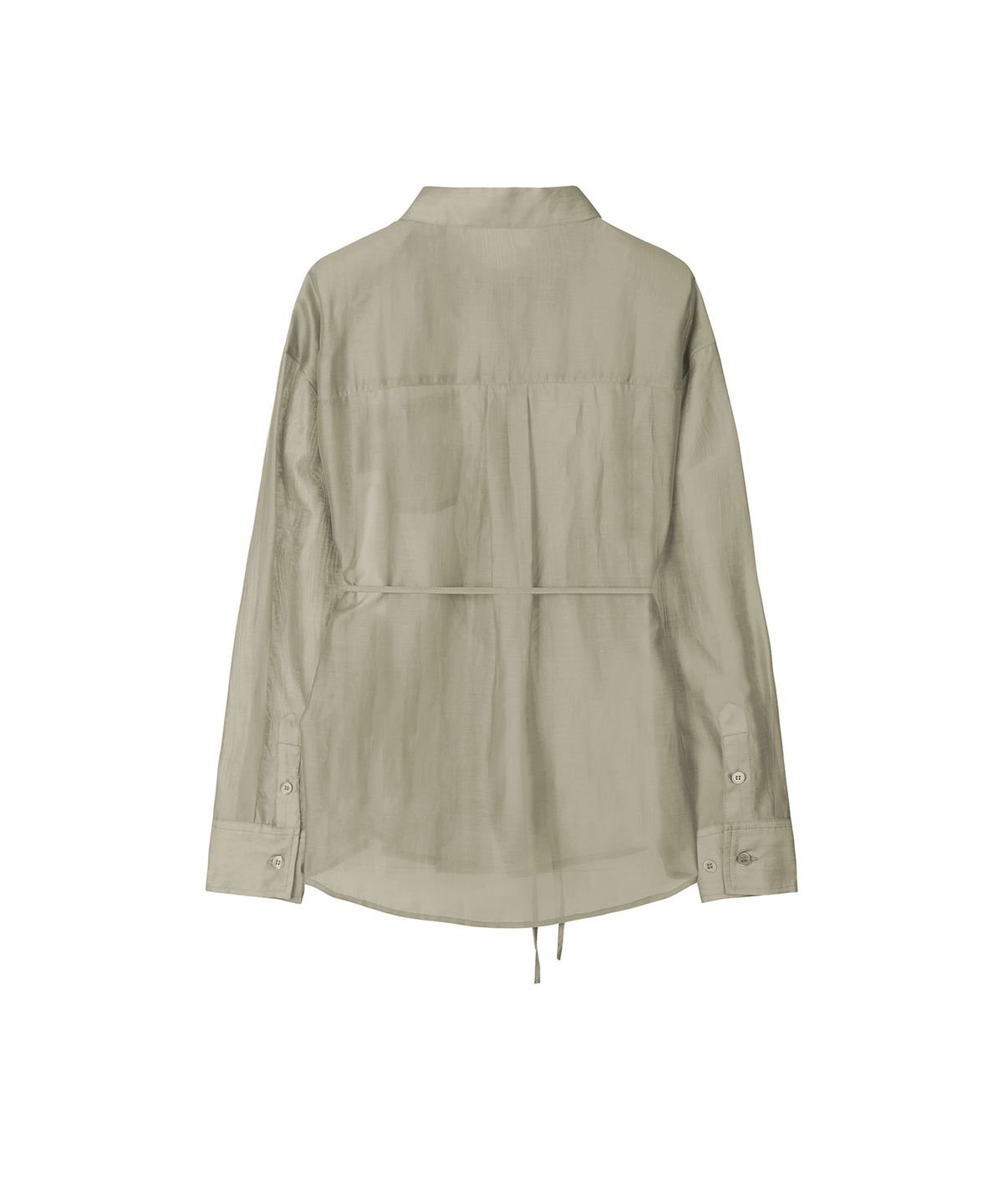 세컨모놀로그(SECONDMONO) Sheer Side Tuck Oversized Fit Shirt [TAUPE]_SEWSH009TAUPE