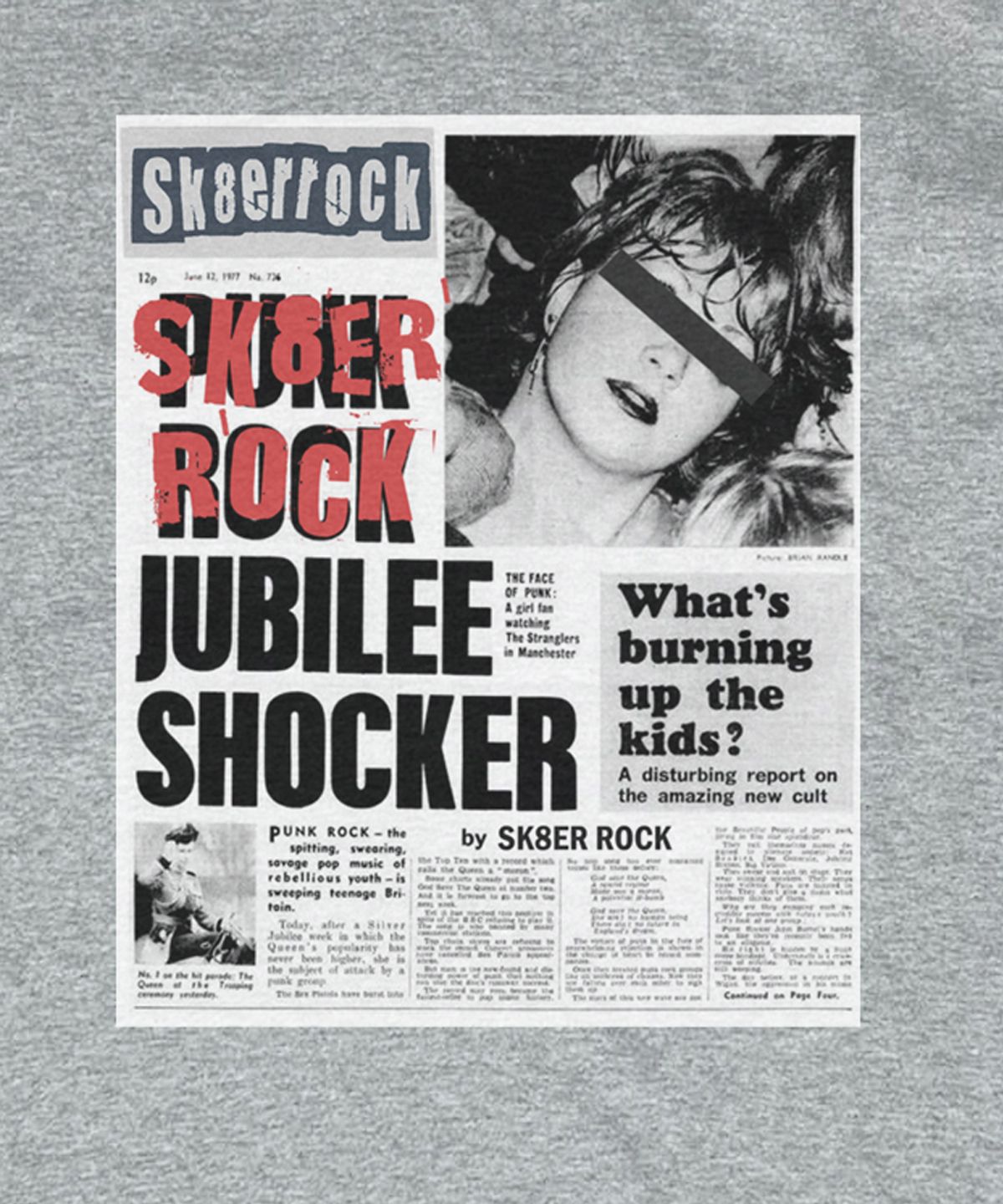 스케이터락(SK8ER ROCK) Burning Youth T-shirt ((melange gray))