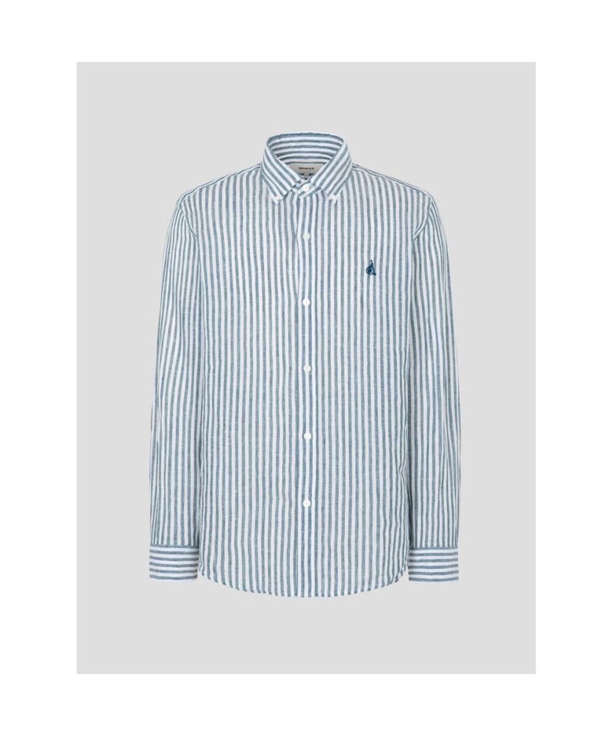 빈폴 멘(BEANPOLE MEN) 리넨 스트라이프 셔츠  그린