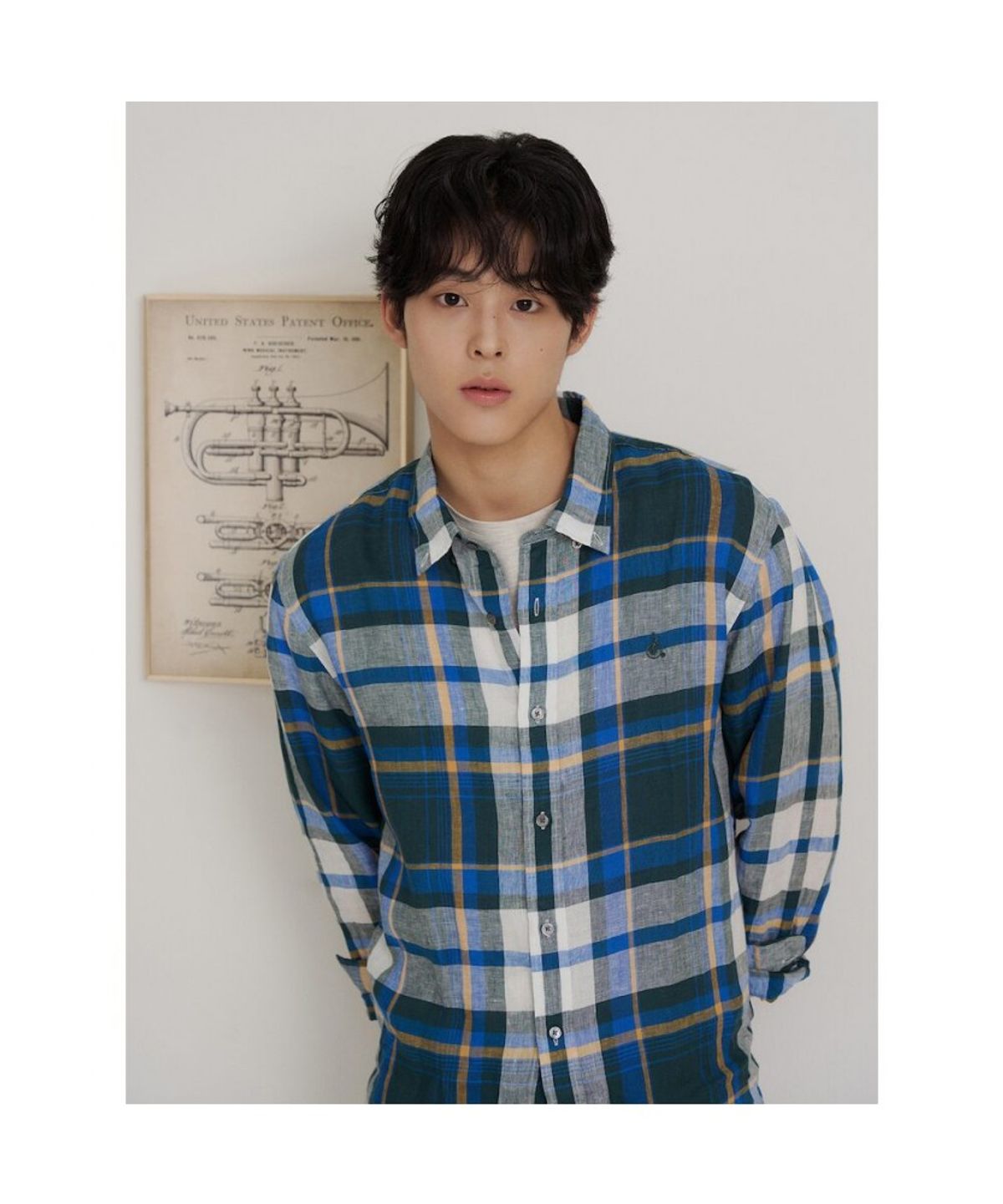 빈폴 멘(BEANPOLE MEN) 리넨 빅체크 셔츠  그린