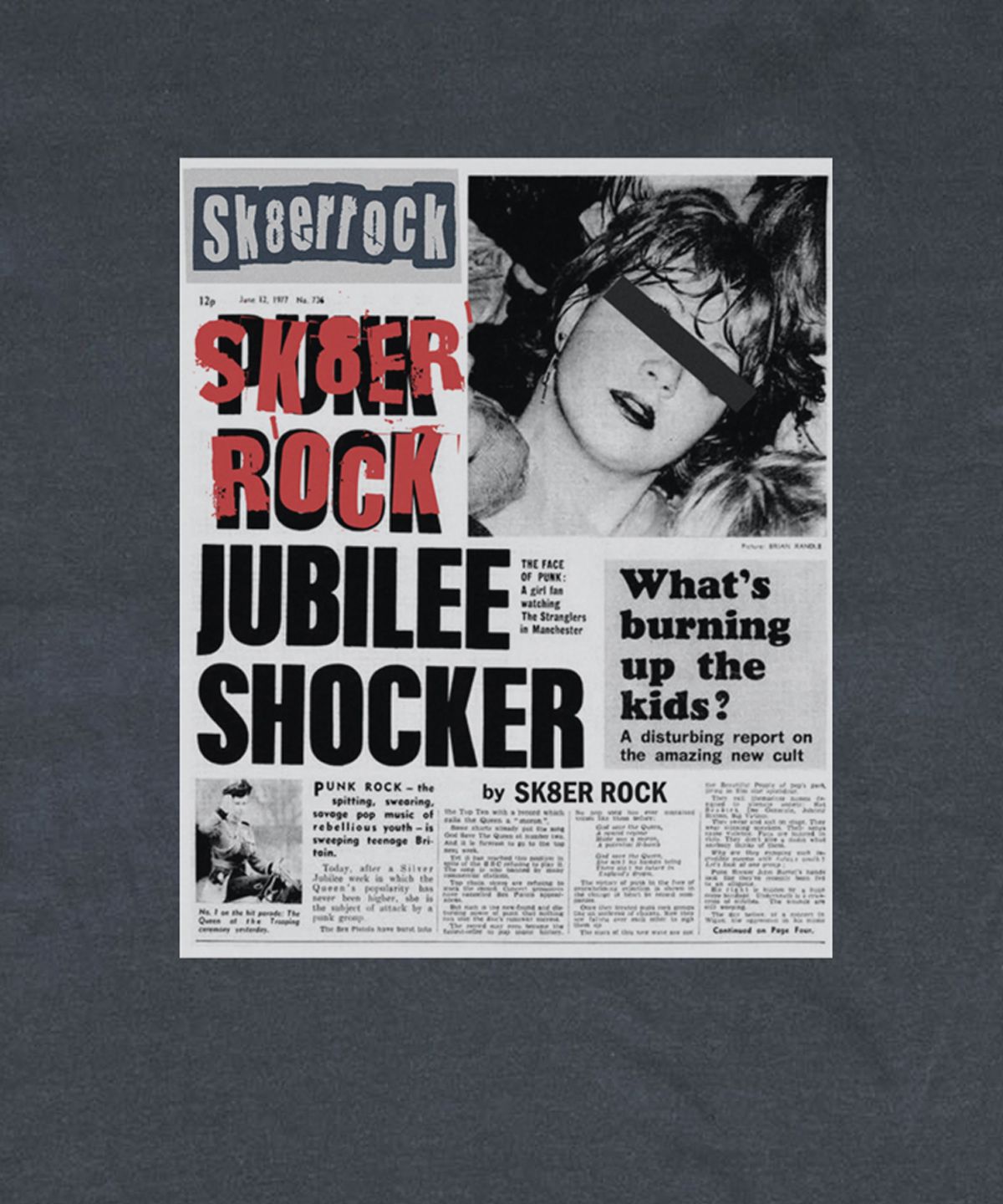 스케이터락(SK8ER ROCK) Burning Youth T-shirt ((dark gray))