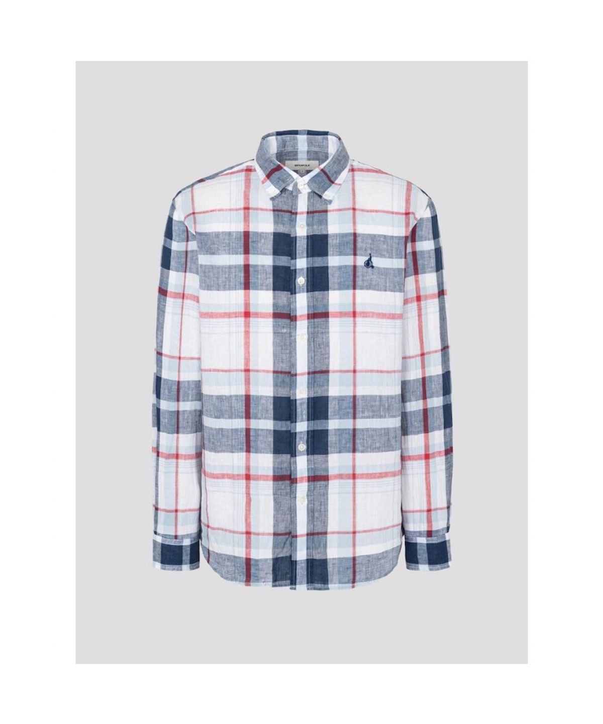 빈폴 멘(BEANPOLE MEN) 리넨 빅체크 셔츠  스카이 블루