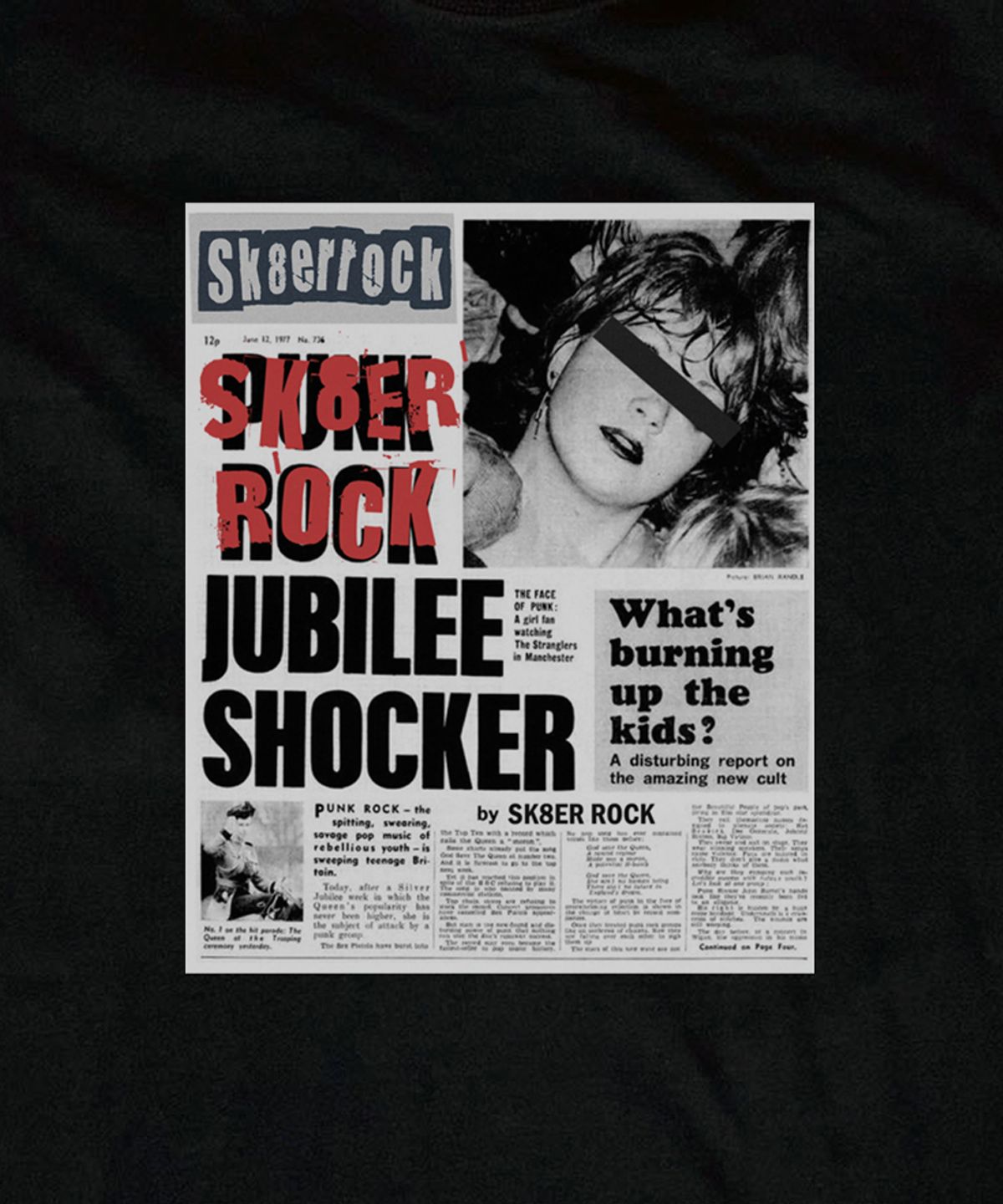 스케이터락(SK8ER ROCK) Burning Youth T-shirt ((black))