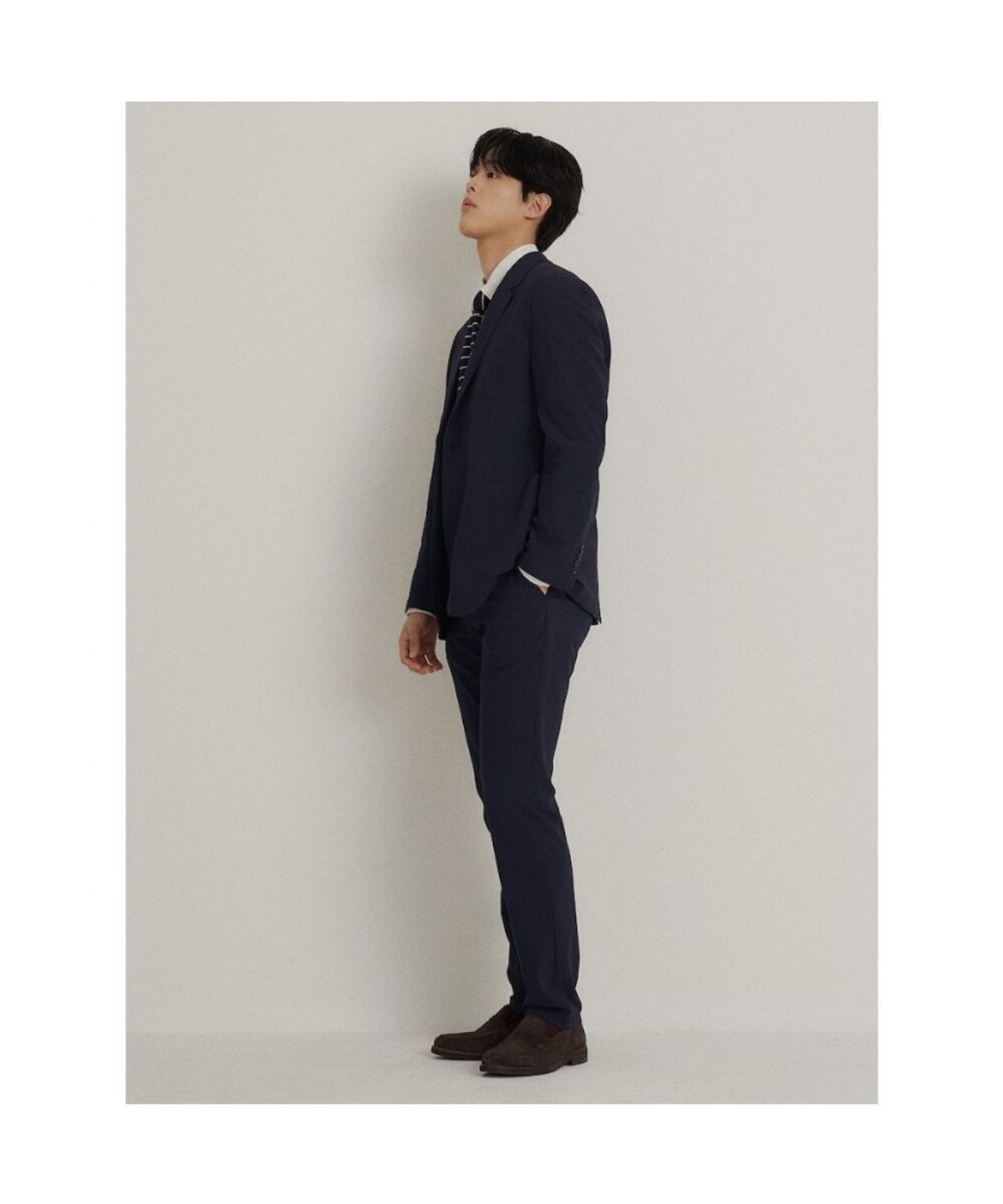 빈폴 멘(BEANPOLE MEN) 시어서커 솔리드 셋업 스탠다드핏 팬츠  네이비