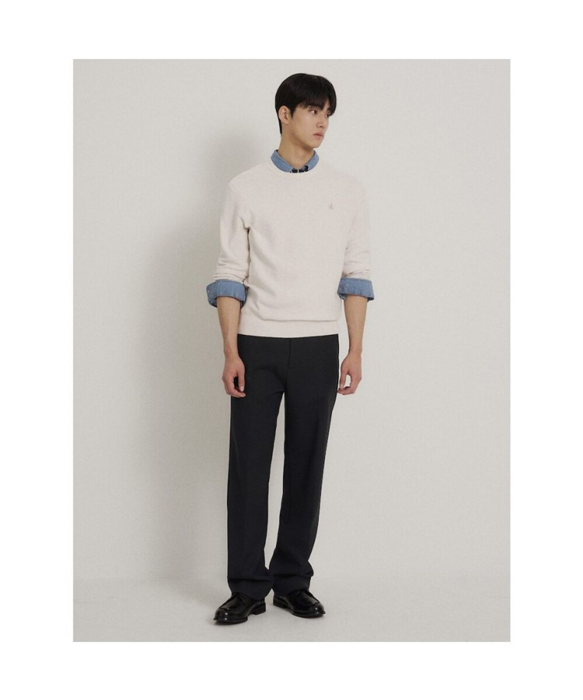 빈폴 멘(BEANPOLE MEN) 울 혼방 세미와이드 슬랙스  블랙