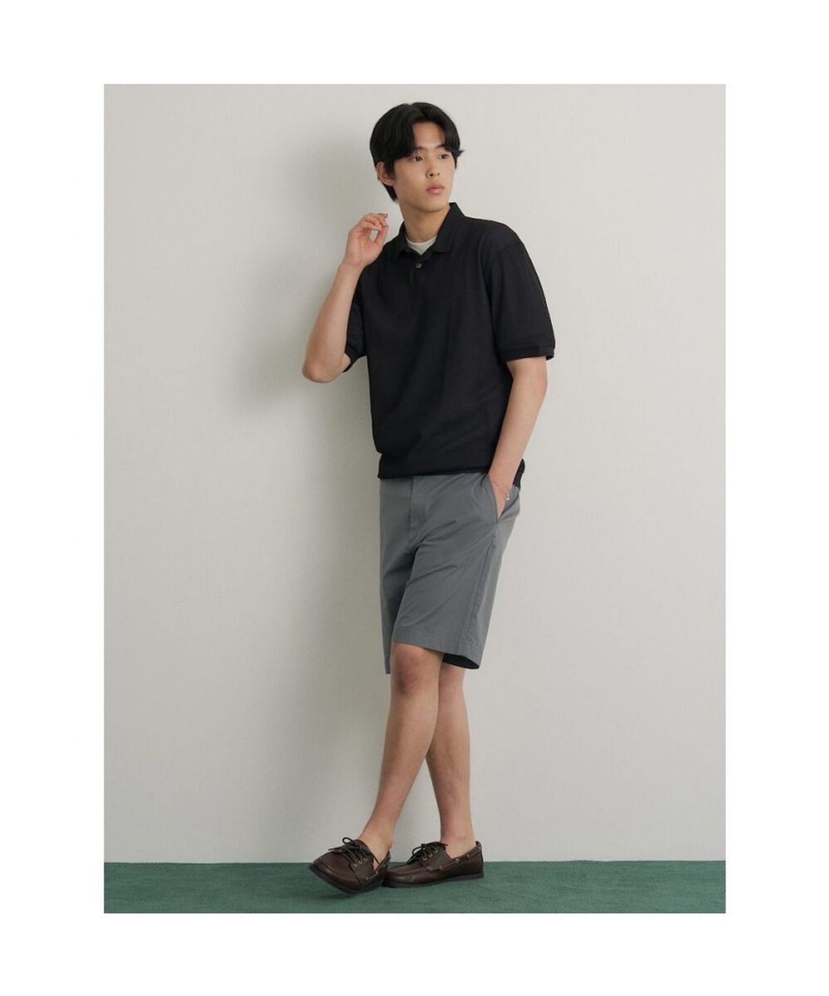 빈폴 멘(BEANPOLE MEN) 치노 하프 팬츠  카키