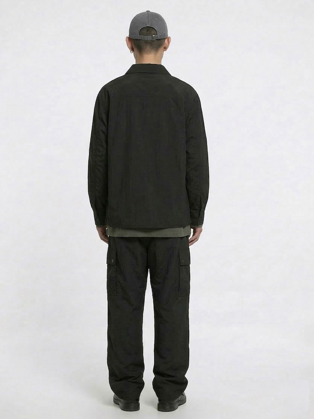 바운더리(BOUNDARY) B.122 LOGO SNAP BUTTON SPRING SHIRKET BK_B261MSC201