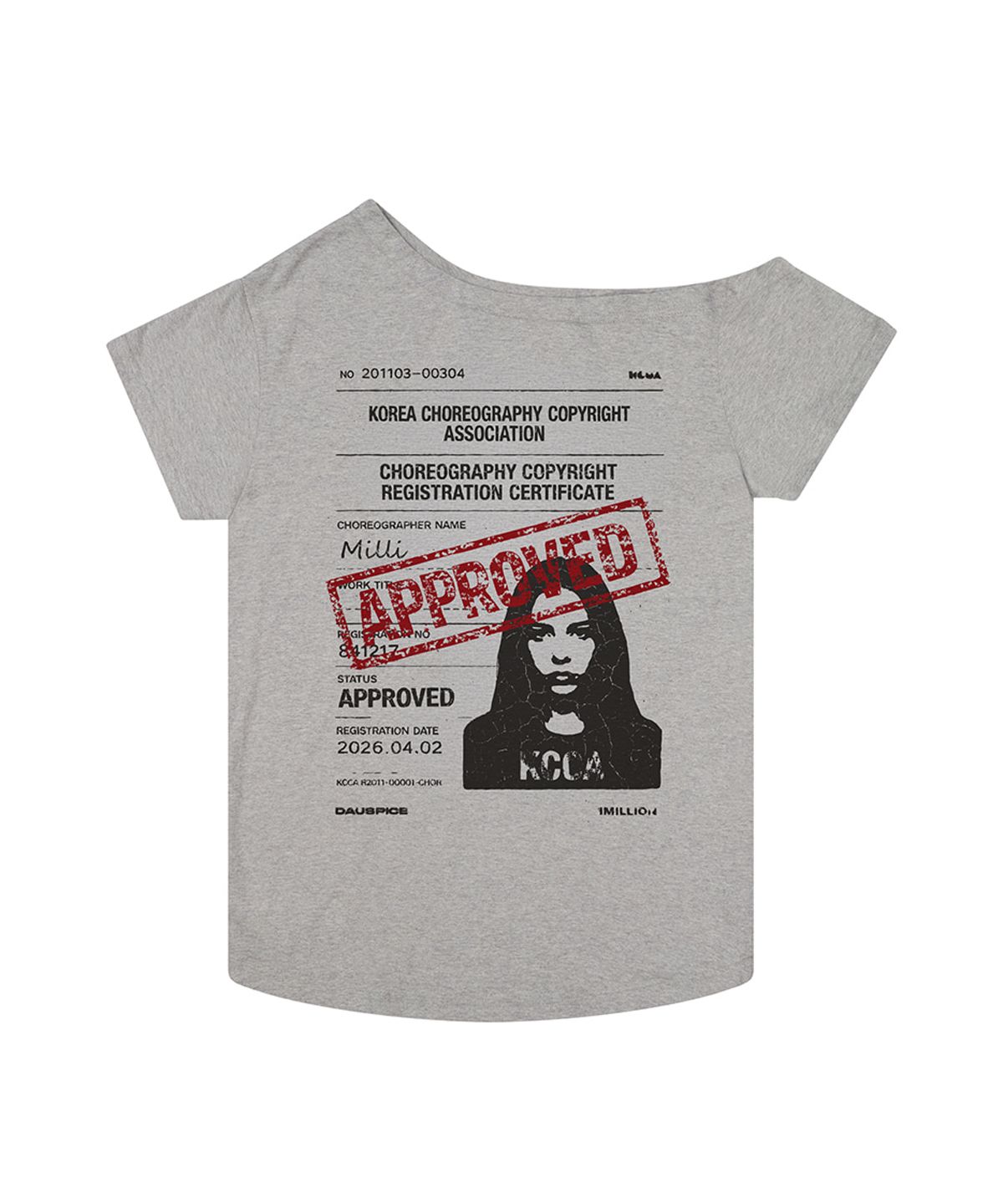 디오스피스(DAUSPICE) Choreo Rights One-Shoulder T-shirt Gray