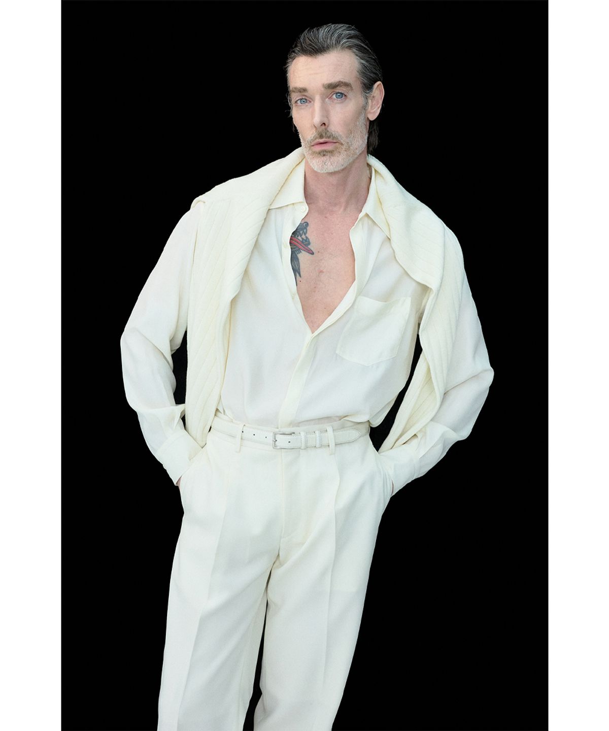 세비지(SAVAGE) 430 Leather Belt - White