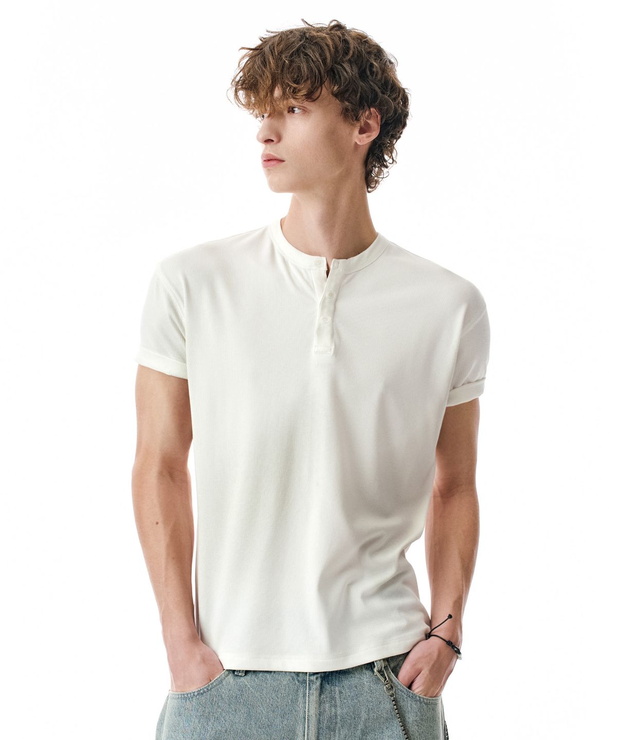세컨모놀로그(SECONDMONO) [옷미새 미홀 콜라보]Muscle Fit Henley Neck Tee [6 color]_SETS066