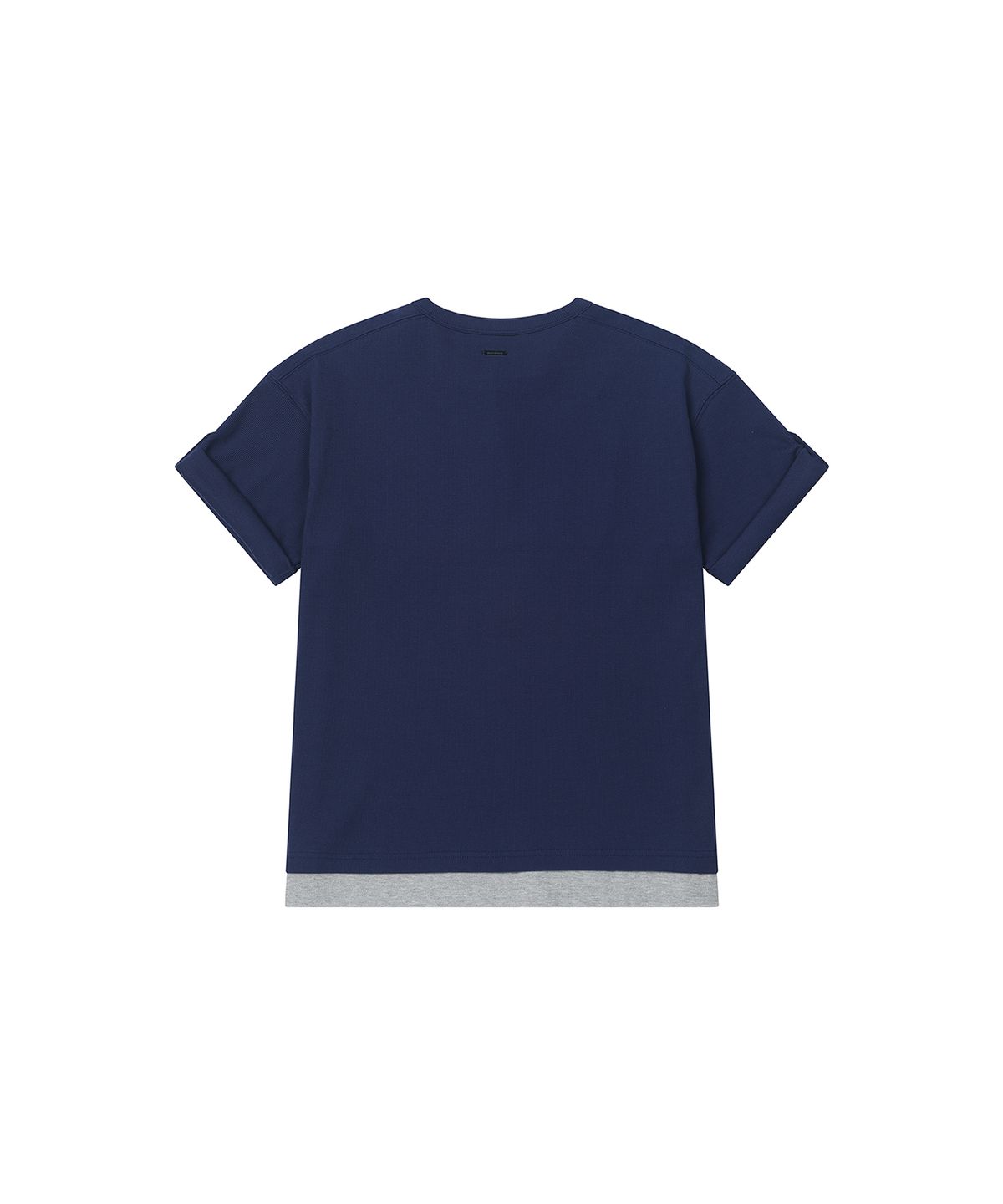 세컨모놀로그(SECONDMONO) Layered Henley Roll-Up Tee [NAVY]_SETS057NAVY