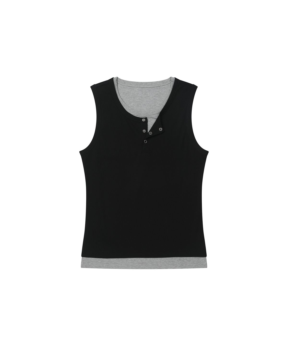 세컨모놀로그(SECONDMONO) Layered Henley Sleeveless [BLACK]_SETS059BLACK
