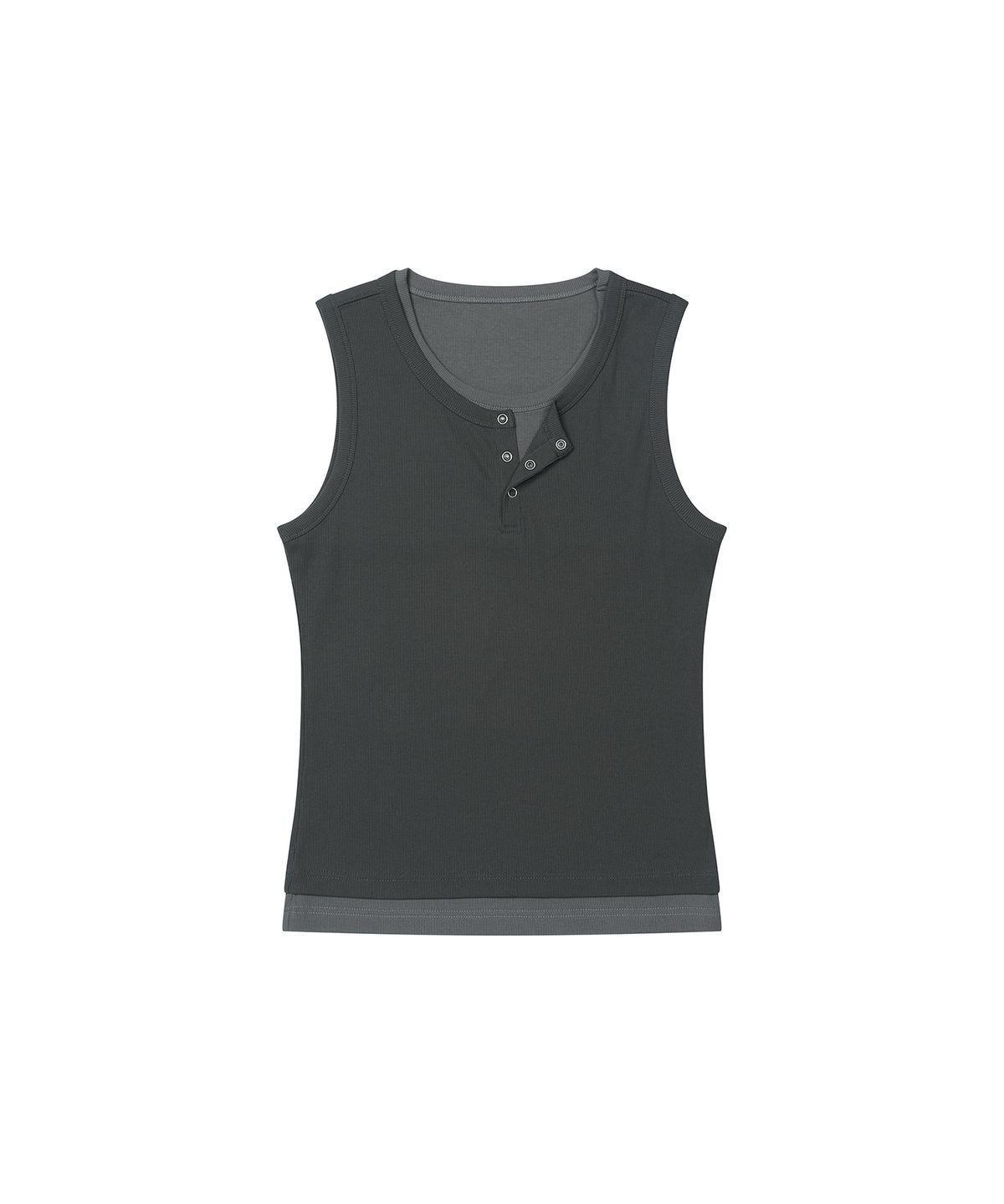 세컨모놀로그(SECONDMONO) Layered Henley Sleeveless [CHARCOAL]_SETS059CHARCOAL