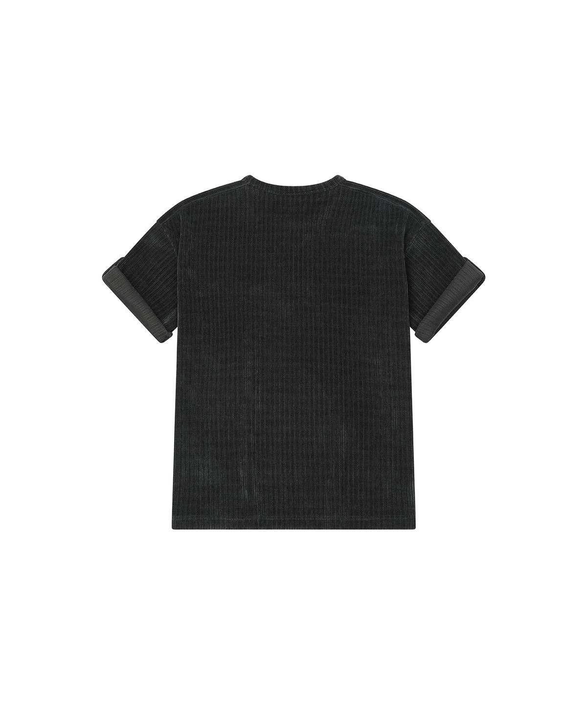 세컨모놀로그(SECONDMONO) Velour Henley Roll-Up Tee [CHARCOAL]_SETS063CHARCOAL