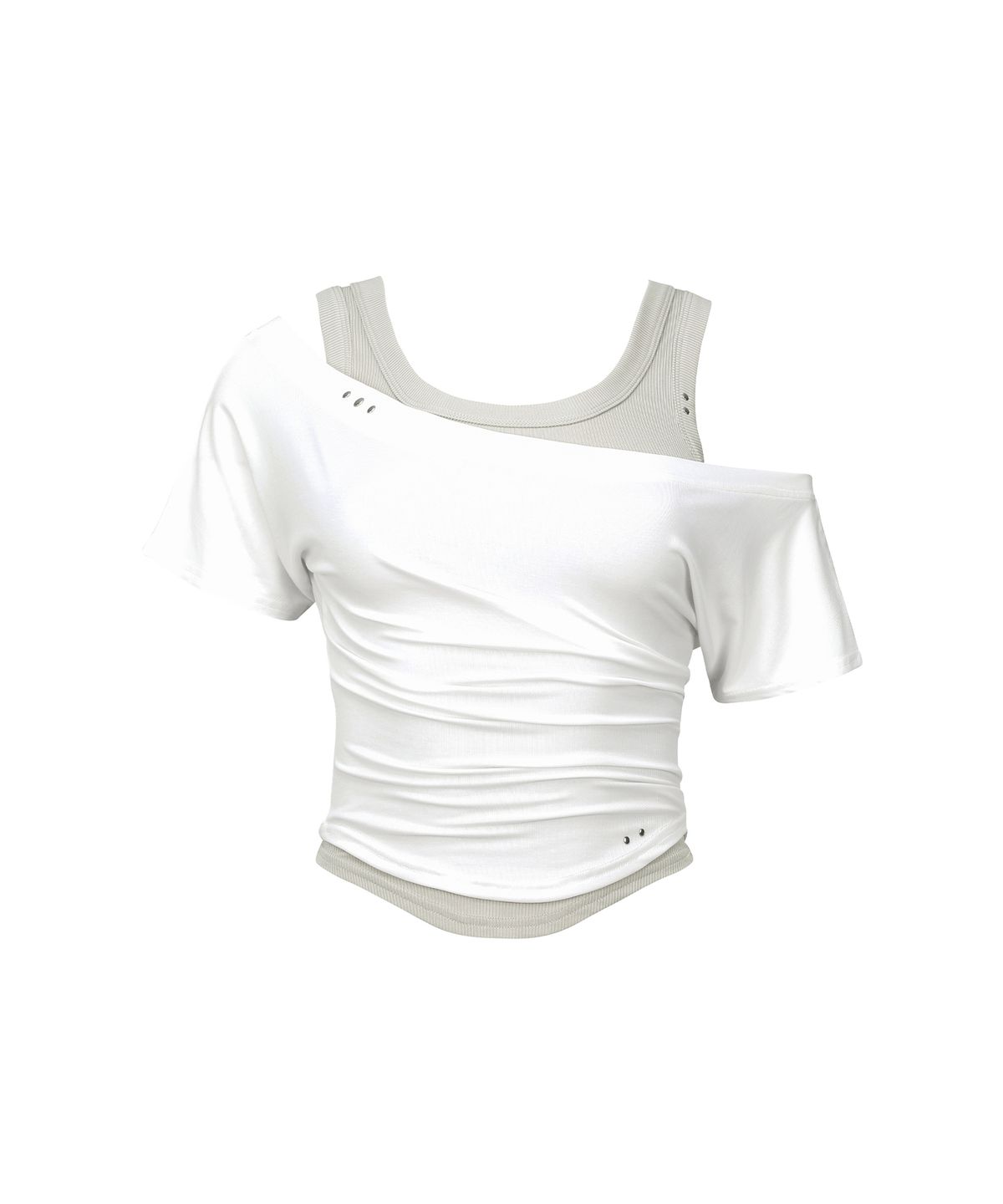 세컨모놀로그(SECONDMONO) Layered Off-Shoulder Set [WHITE]_SEWTS021WHITE