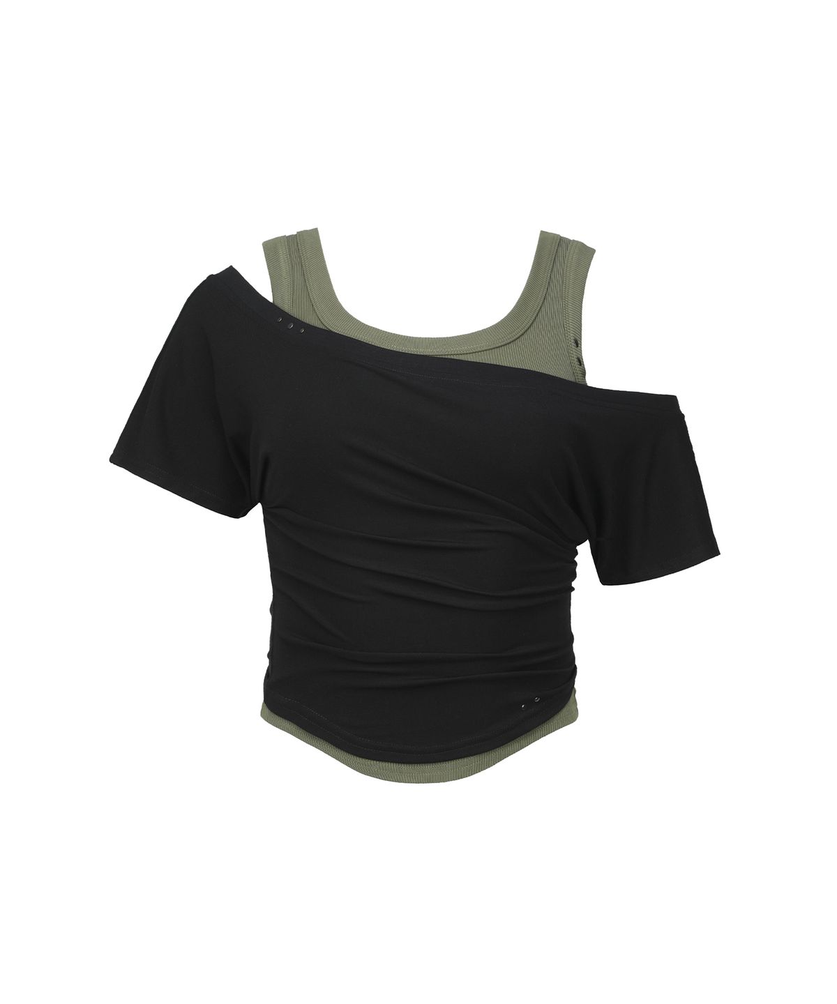 세컨모놀로그(SECONDMONO) Layered Off-Shoulder Set [BLACK]_SEWTS021BLACK