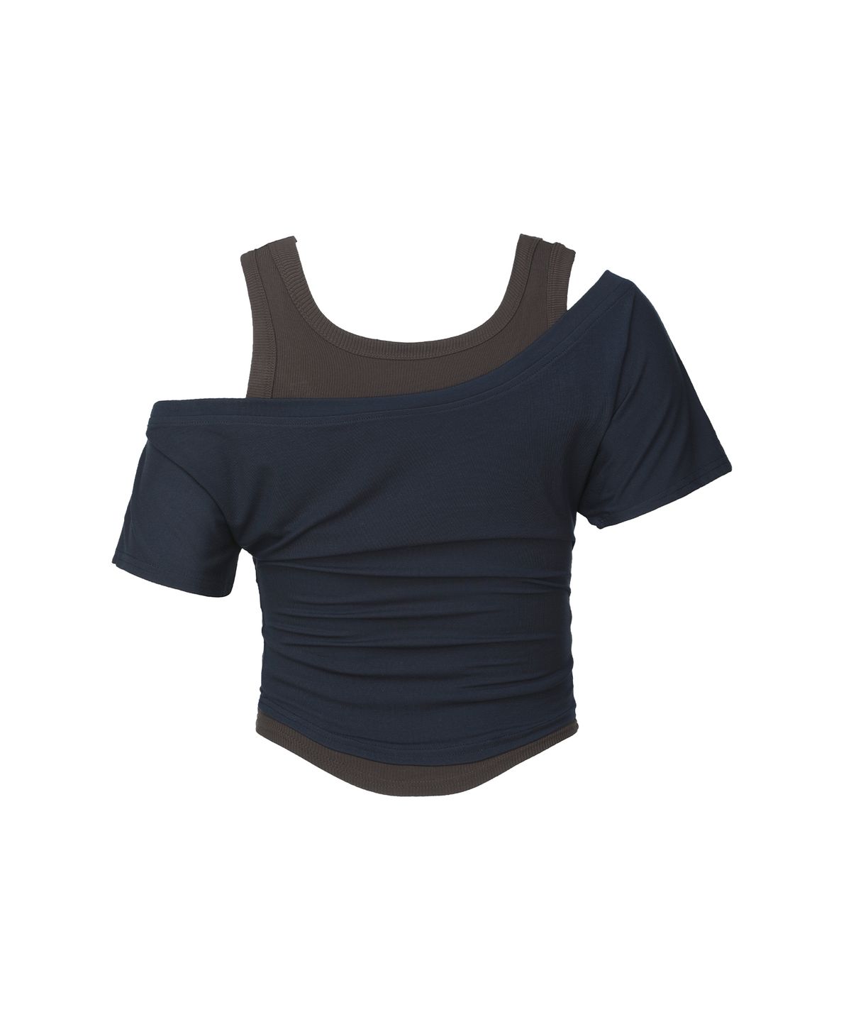 세컨모놀로그(SECONDMONO) Layered Off-Shoulder Set [NAVY]_SEWTS021NAVY