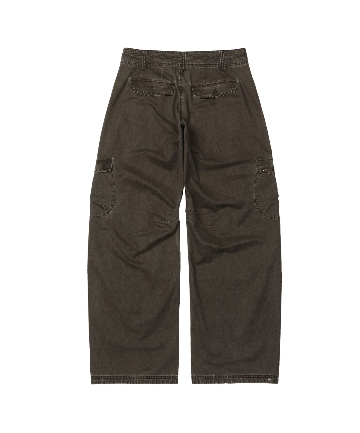 세컨모놀로그(SECONDMONO) Washed Low-Rise Cargo Pant [BROWN]_SEWPT014BROWN