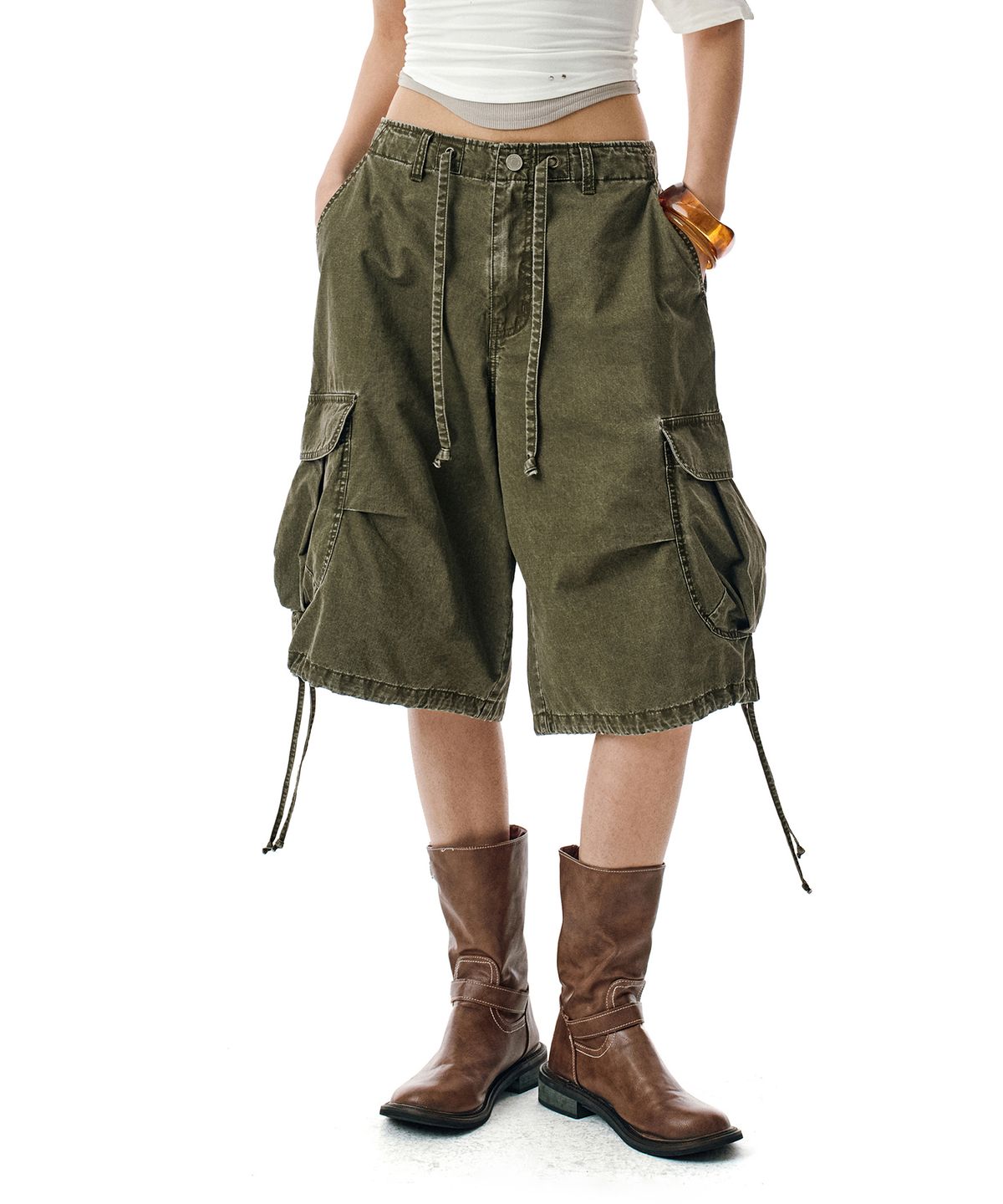 세컨모놀로그(SECONDMONO) Washed String Cargo [KBROWN]_SEWPT015KBROWN
