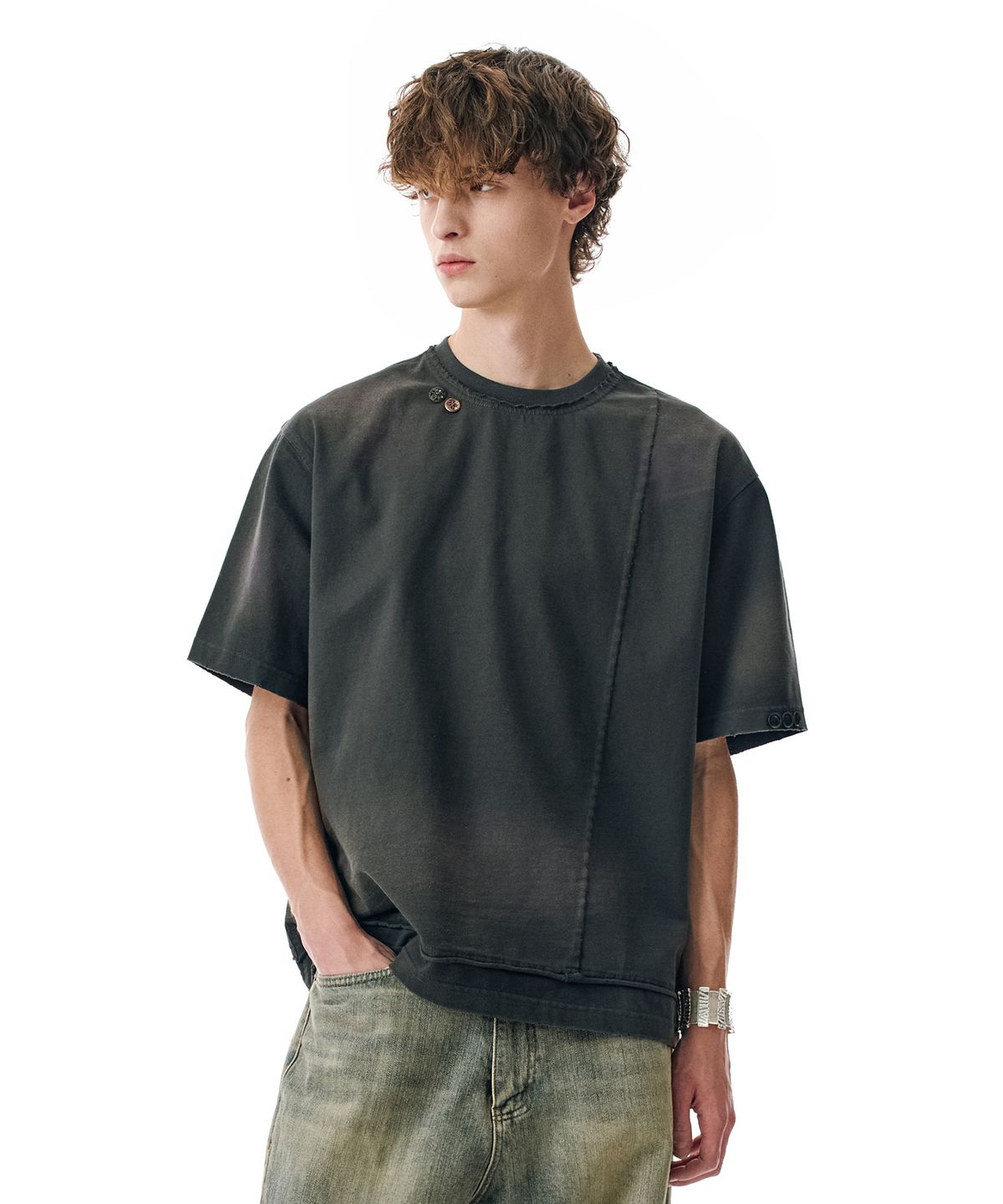 세컨모놀로그(SECONDMONO) Faded Layered Tee [BLACK]_SETS065BLACK