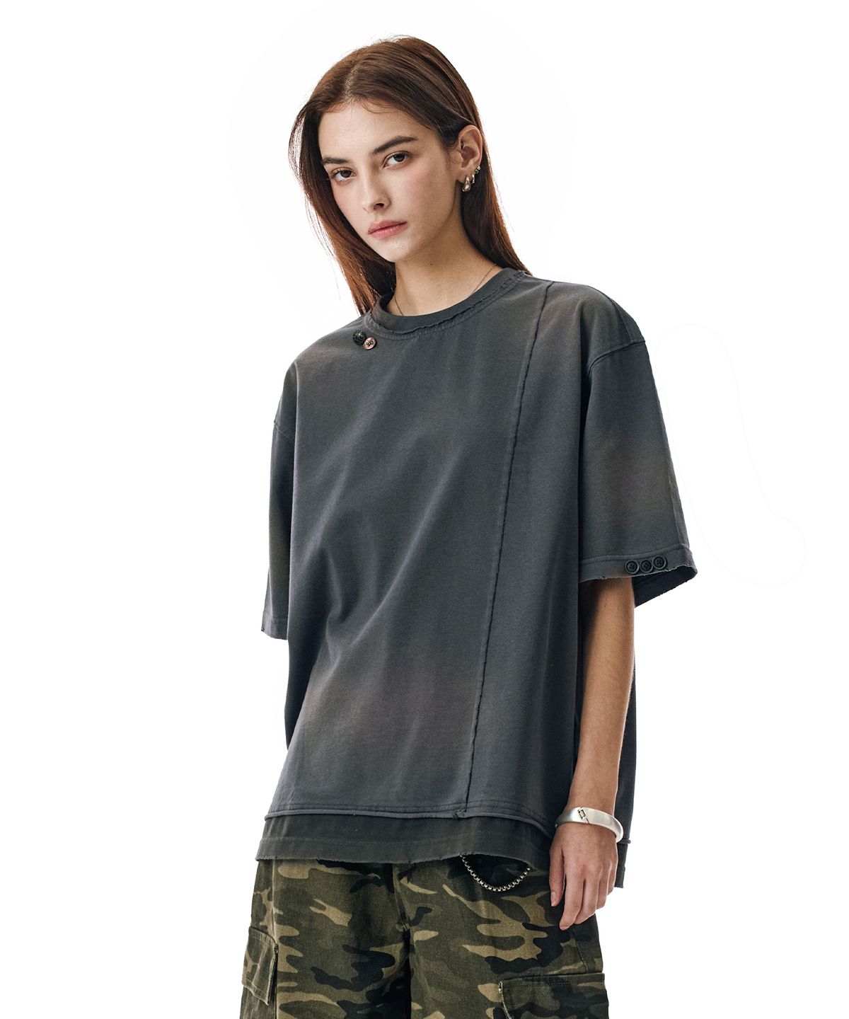 세컨모놀로그(SECONDMONO) Faded Layered Tee [BLACK]_SETS065BLACK