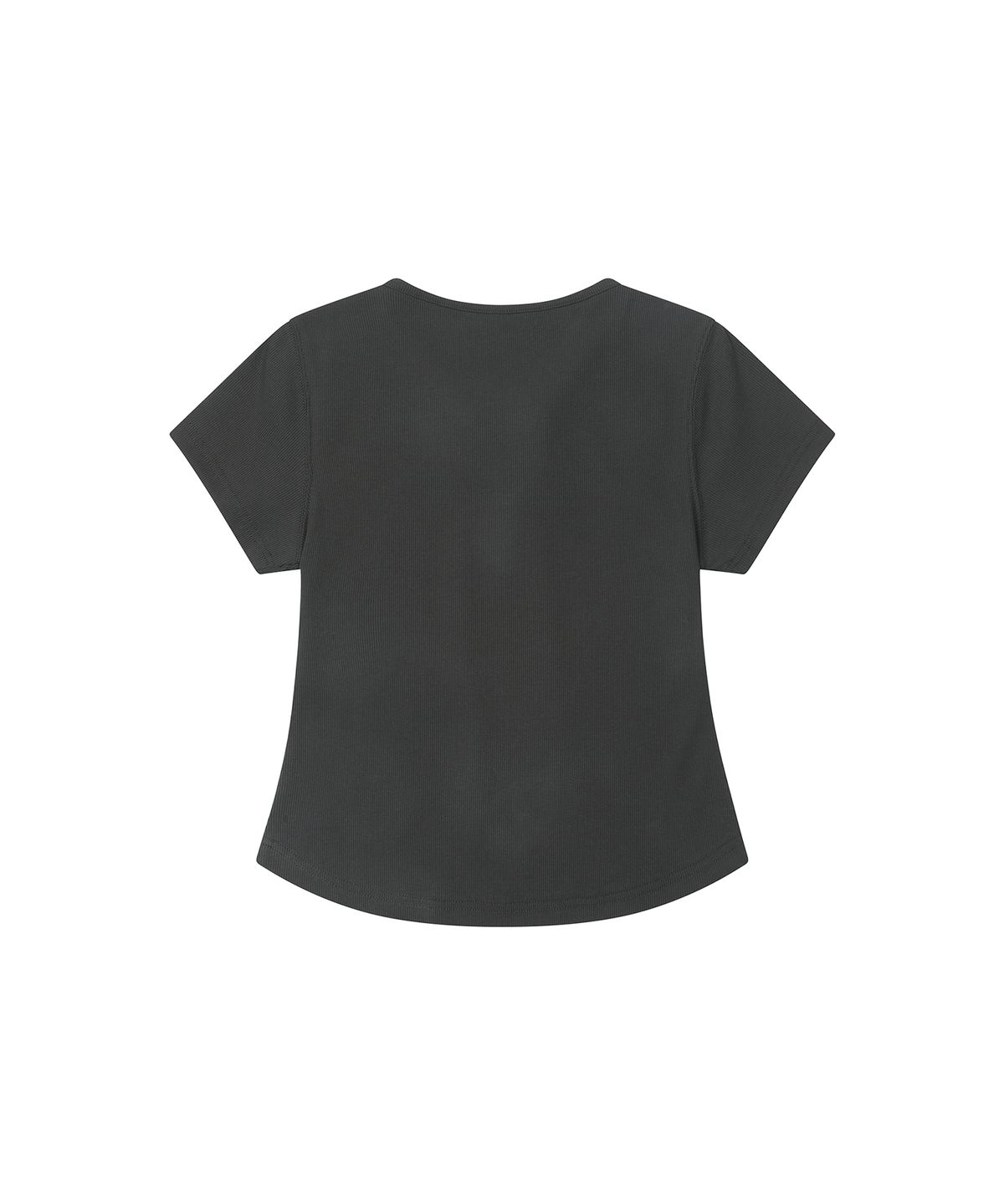 세컨모놀로그(SECONDMONO) Lace-Up Rib Slim Tee [CHARCOAL]_SEWTS035CHARCOAL
